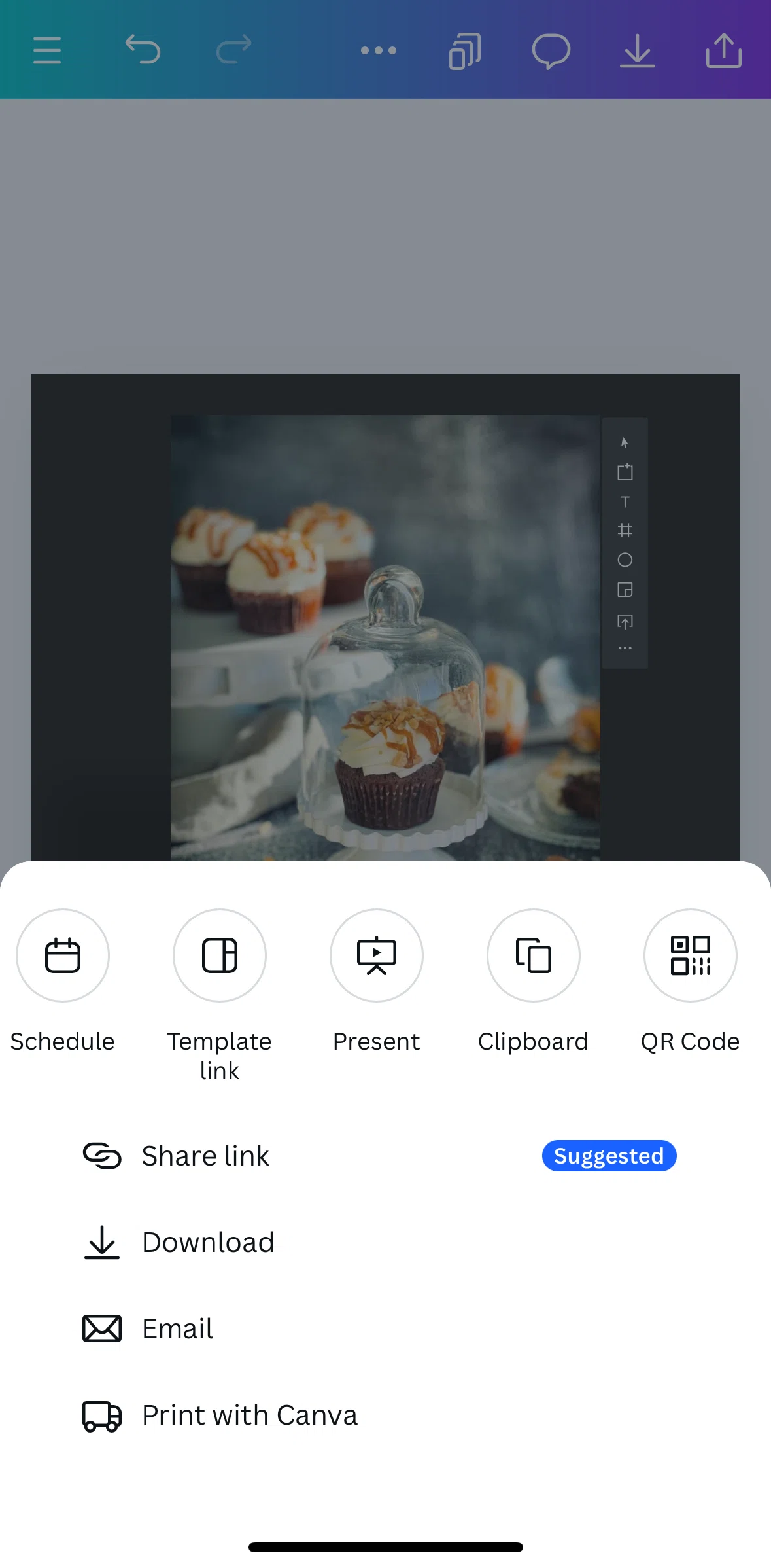 Canva Screen screen in the Generating a QR code flow