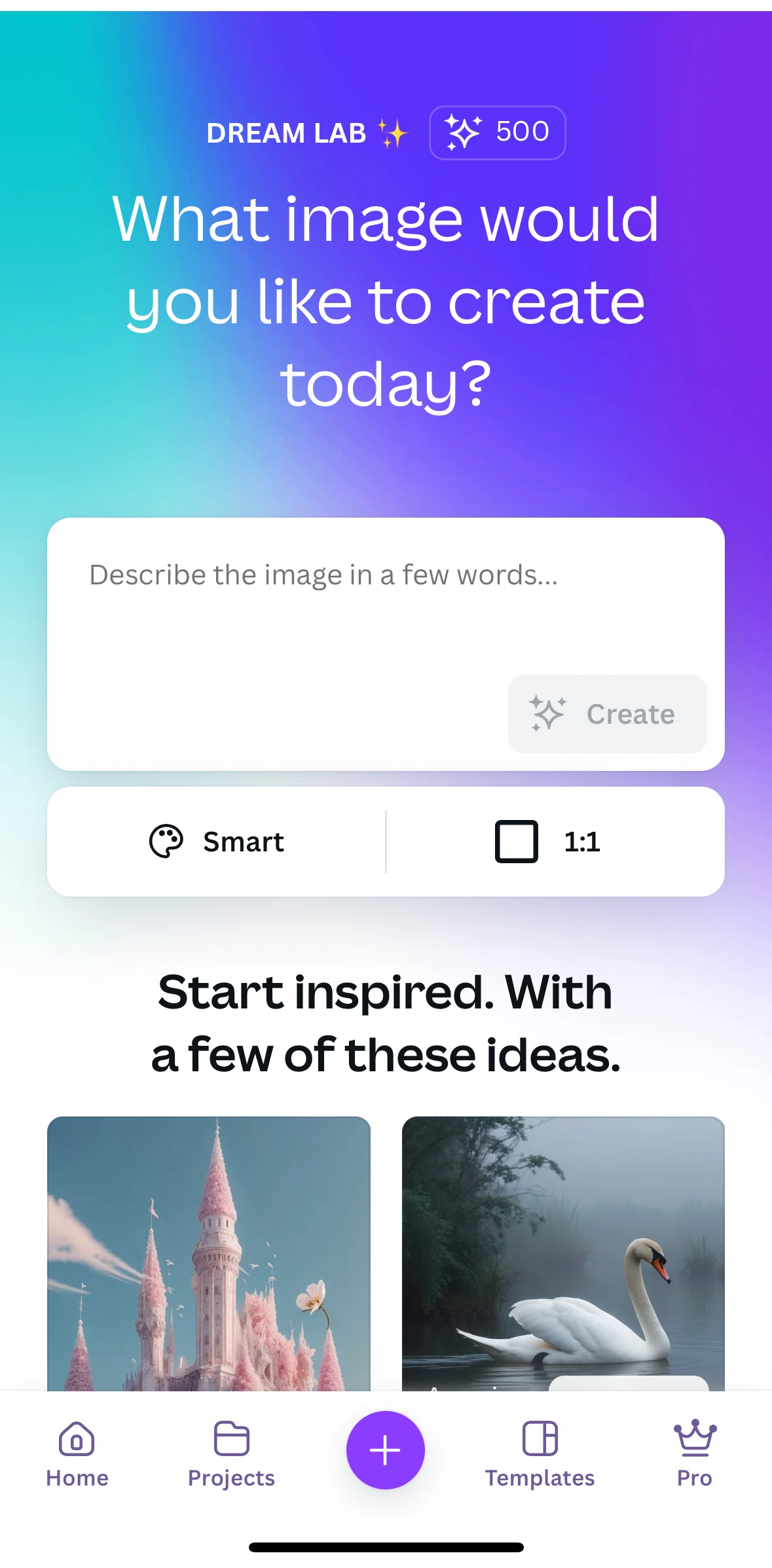 Canva Screen screen in the Generating an image (dream lab) flow