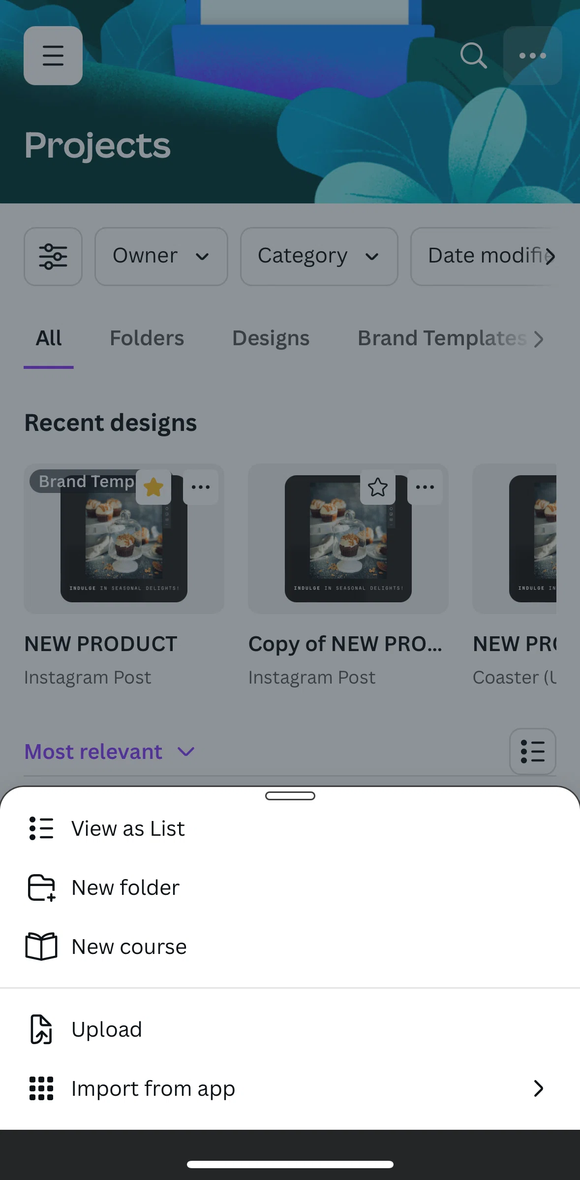 Canva Screen screen in the Import from app flow