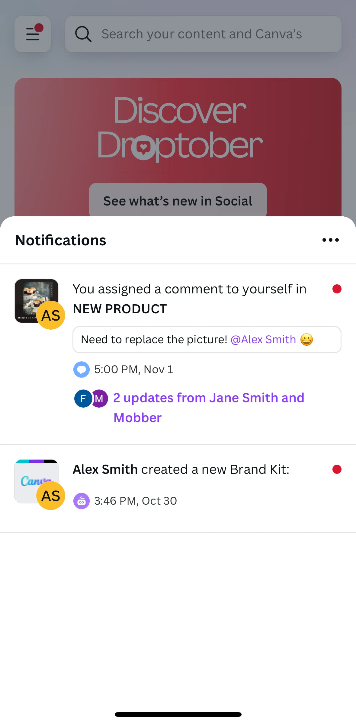 Canva Screen screen in the Marking all as read flow