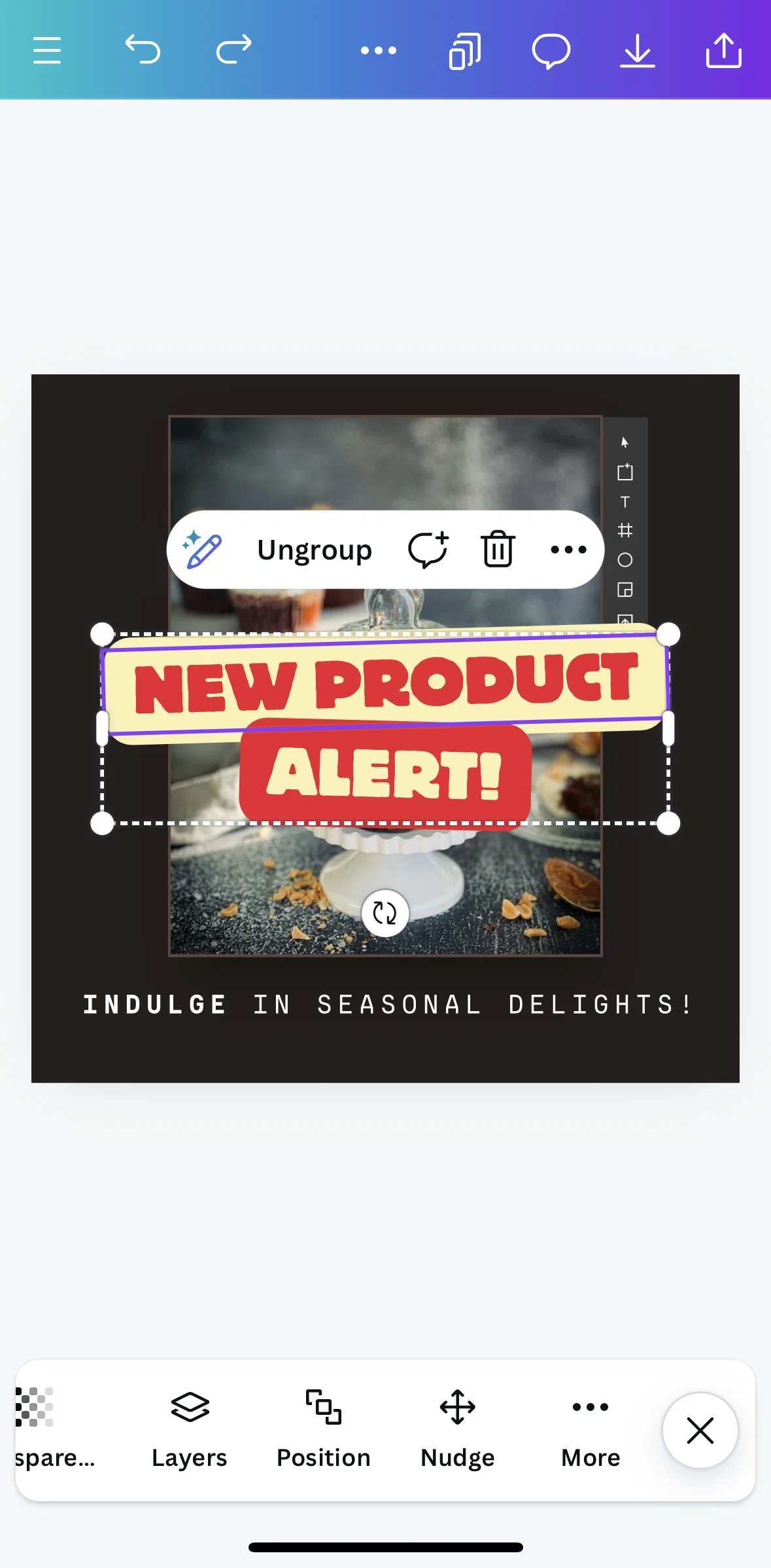 Canva Screen screen in the Reordering layers flow