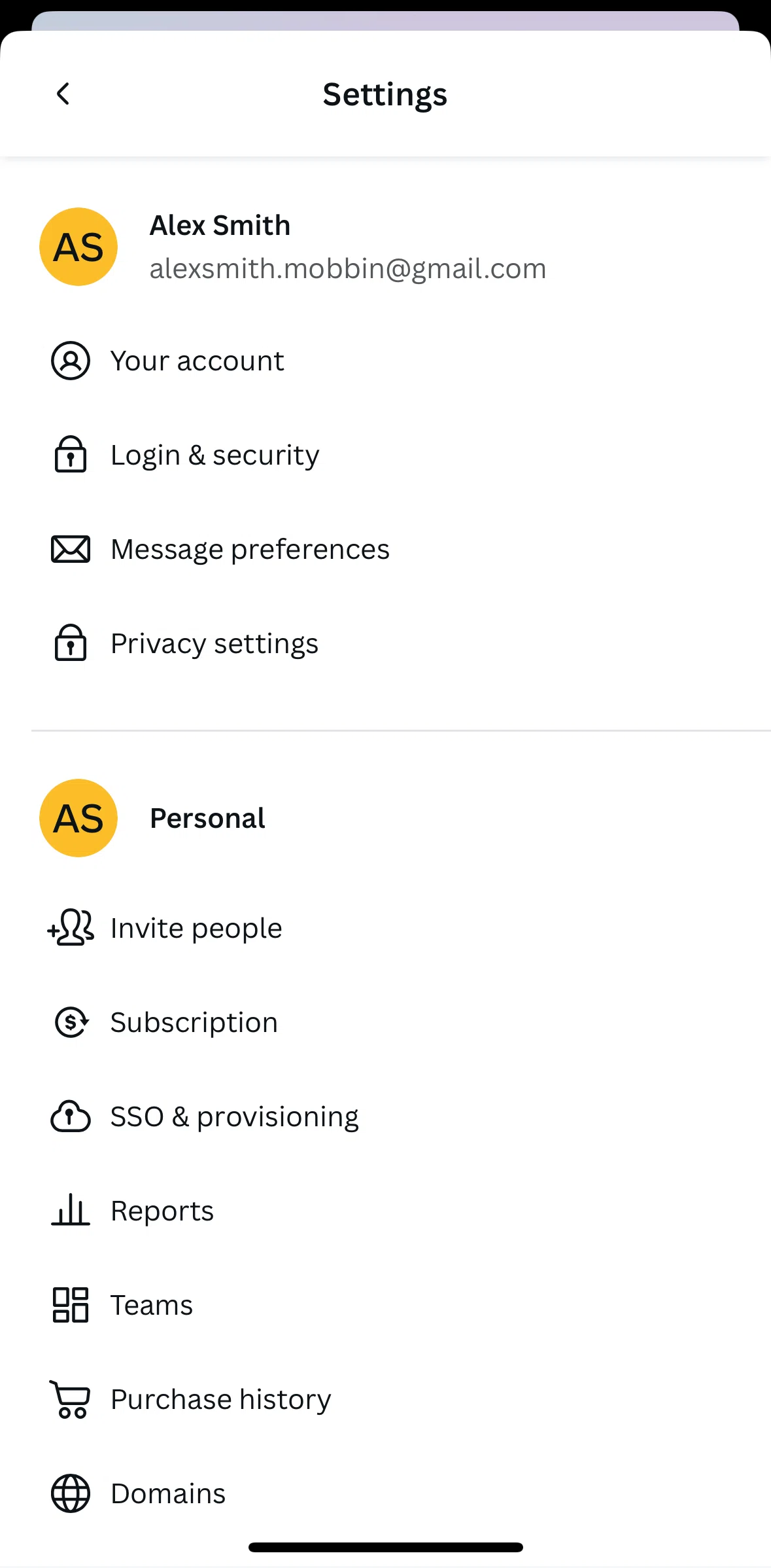 Canva Screen screen in the Reports flow