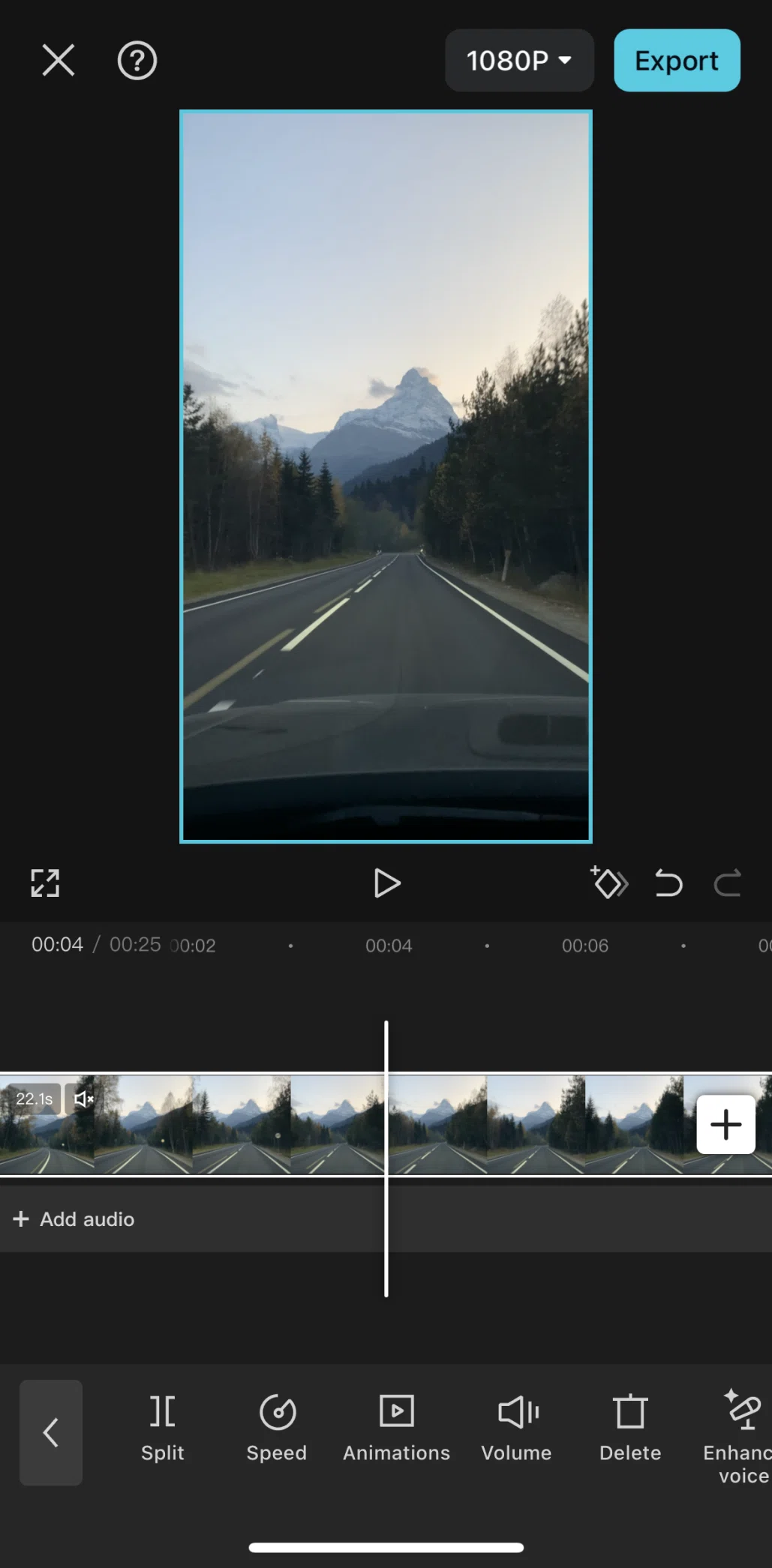 CapCut Screen screen in the Adding animation flow