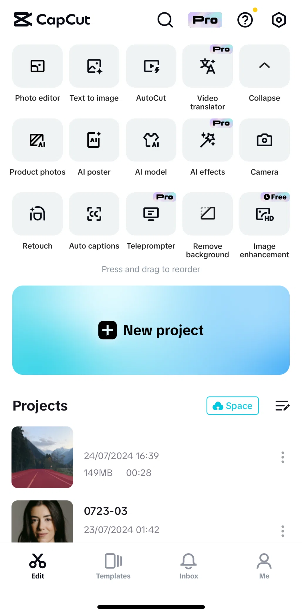 CapCut Screen screen in the Creating an AI model flow