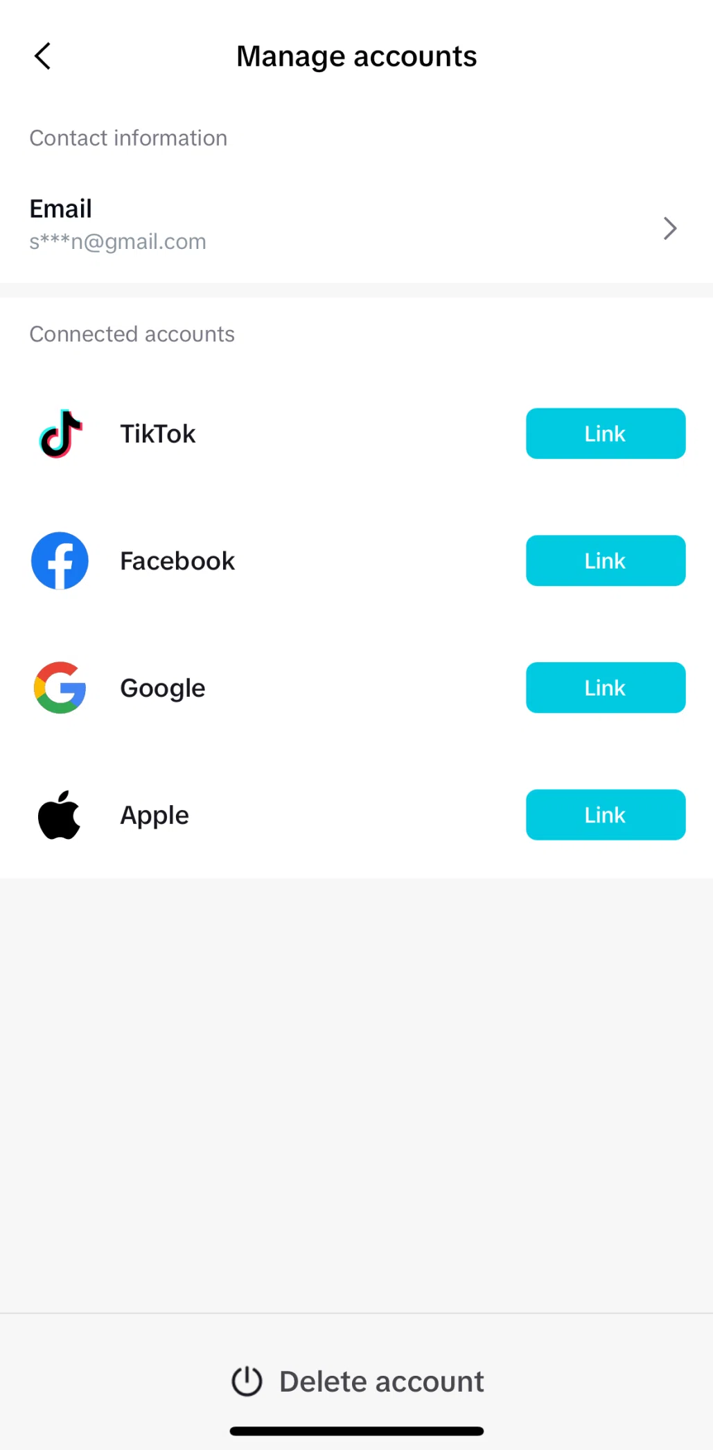 CapCut Screen screen in the Deleting an account flow