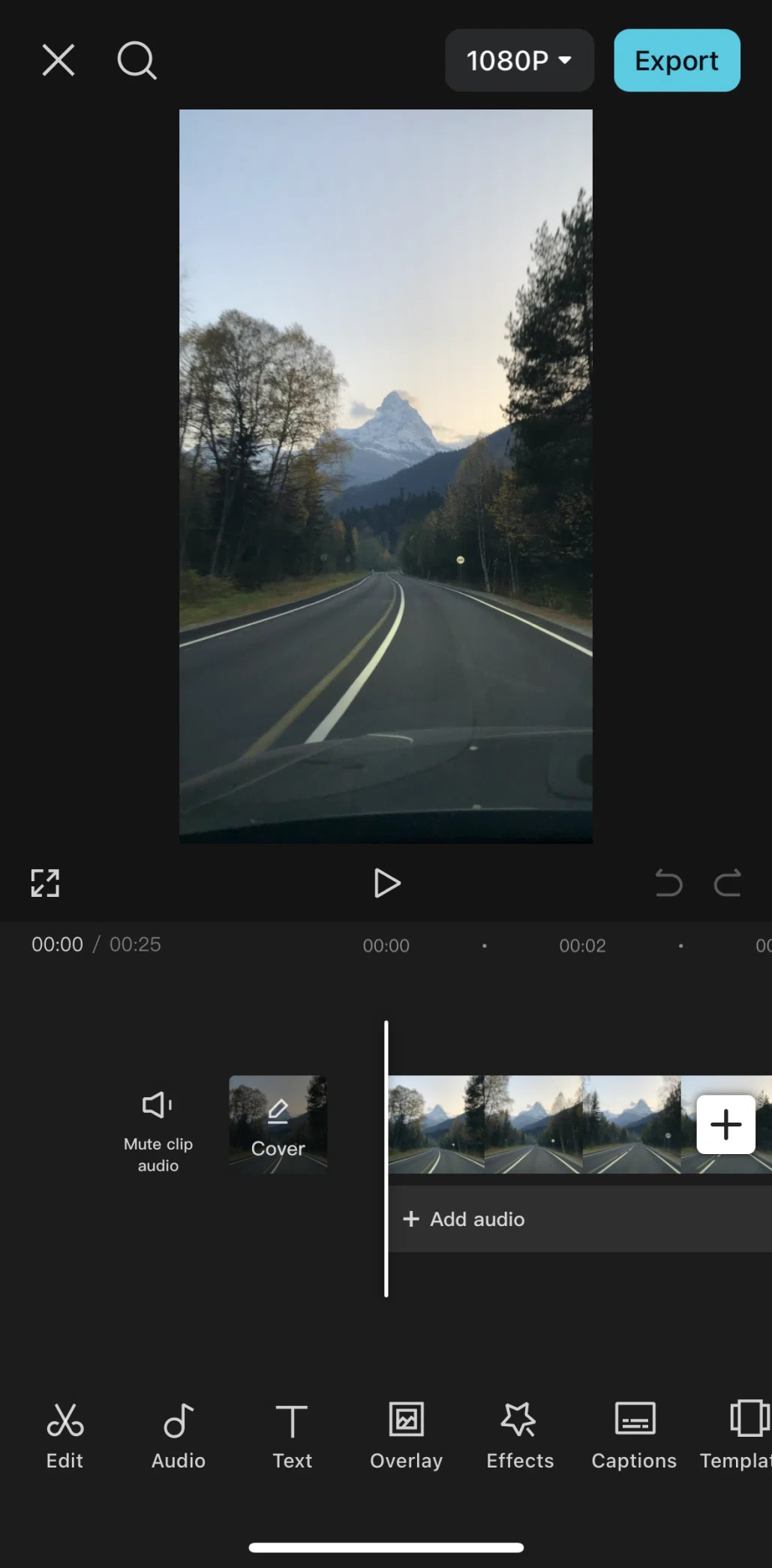 CapCut Screen screen in the Exporting video flow