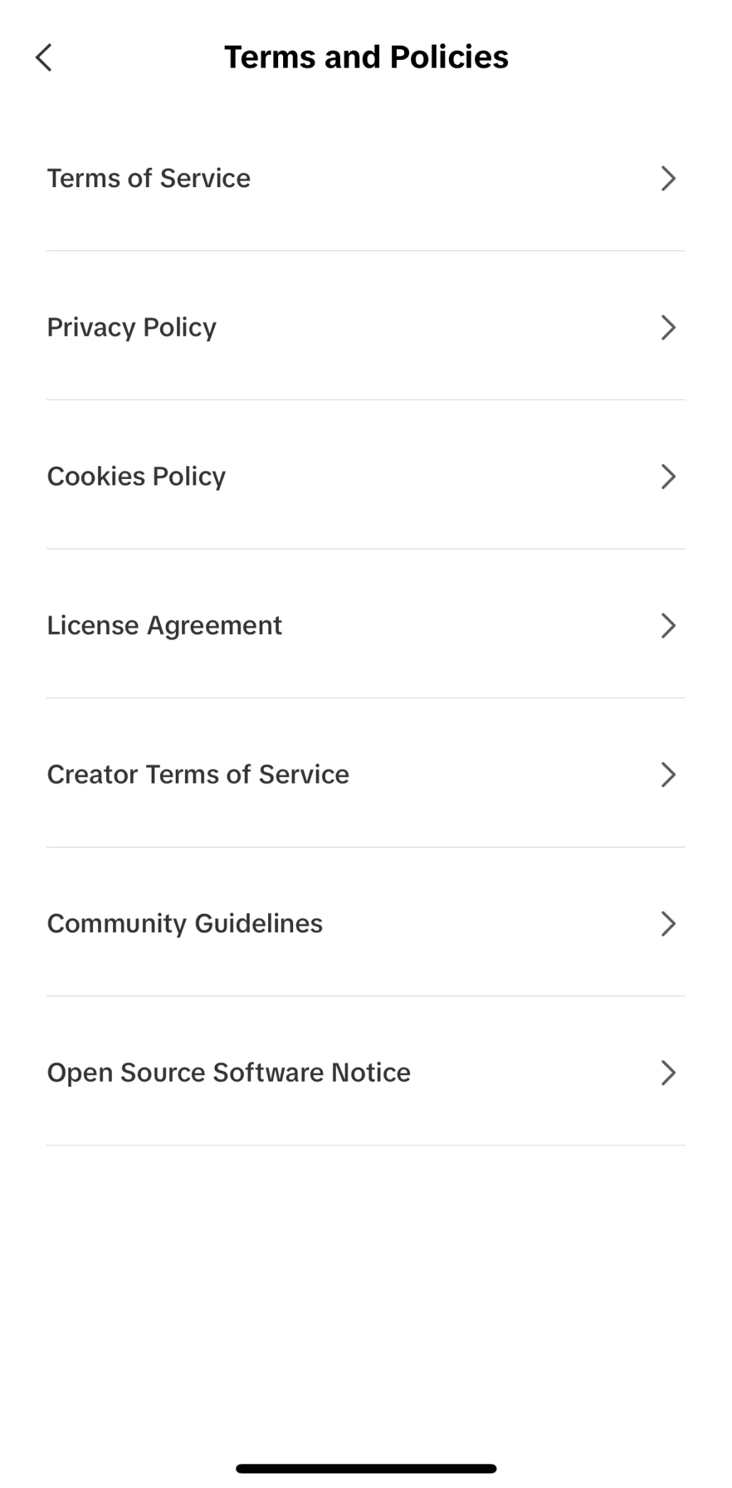 CapCut Screen screen in the Open source software notice flow