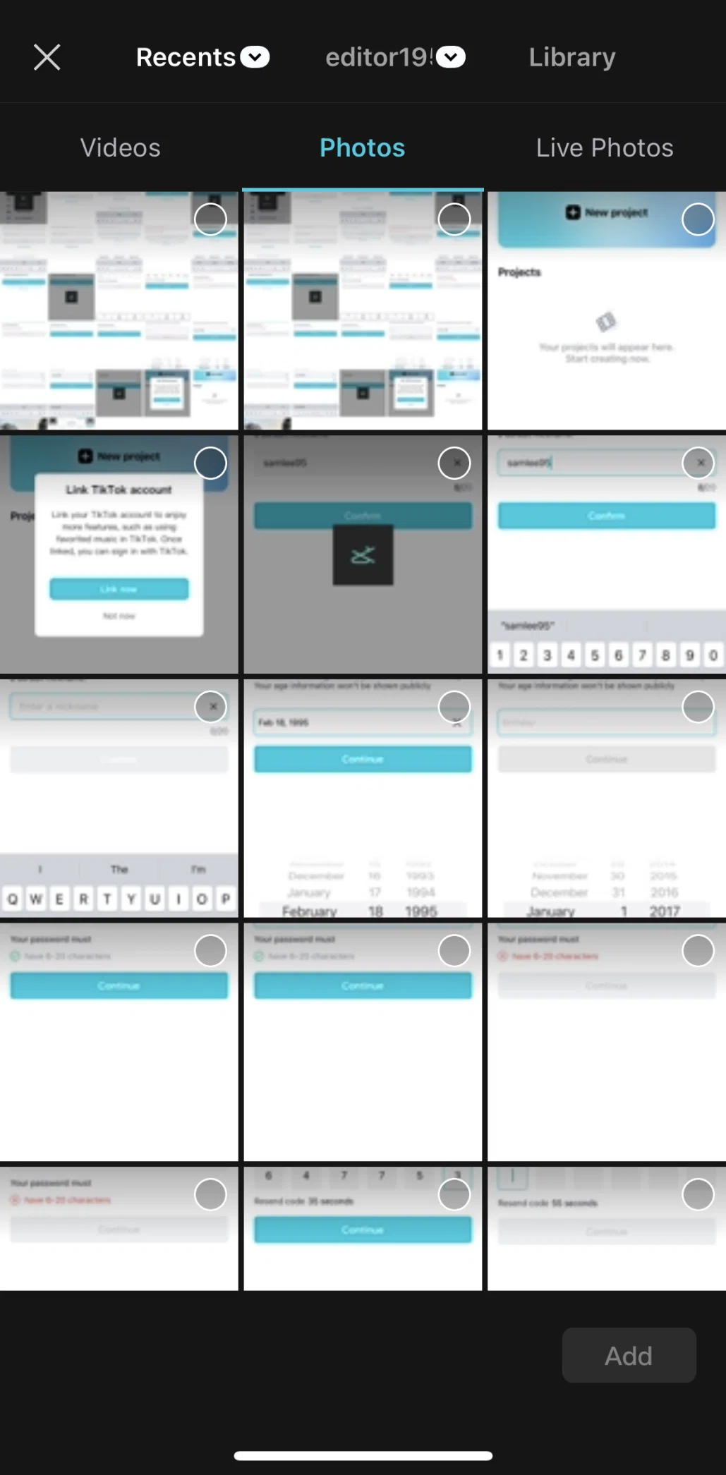 CapCut Screen screen in the Searching library flow