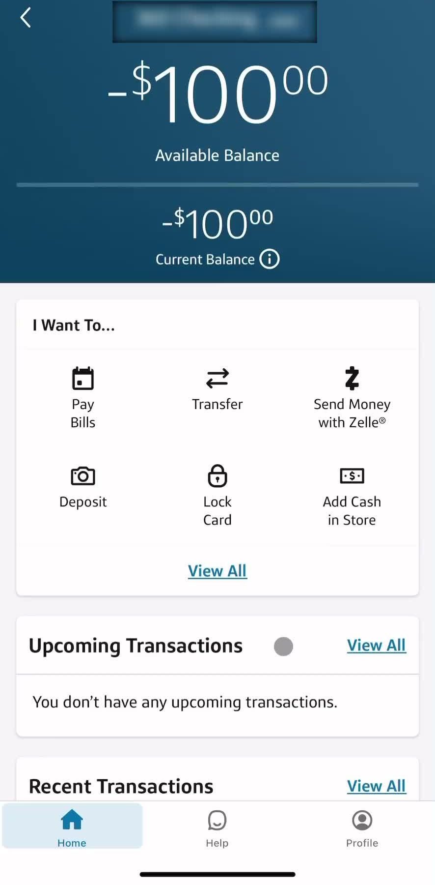 Capital One Home screen in the Account Details flow