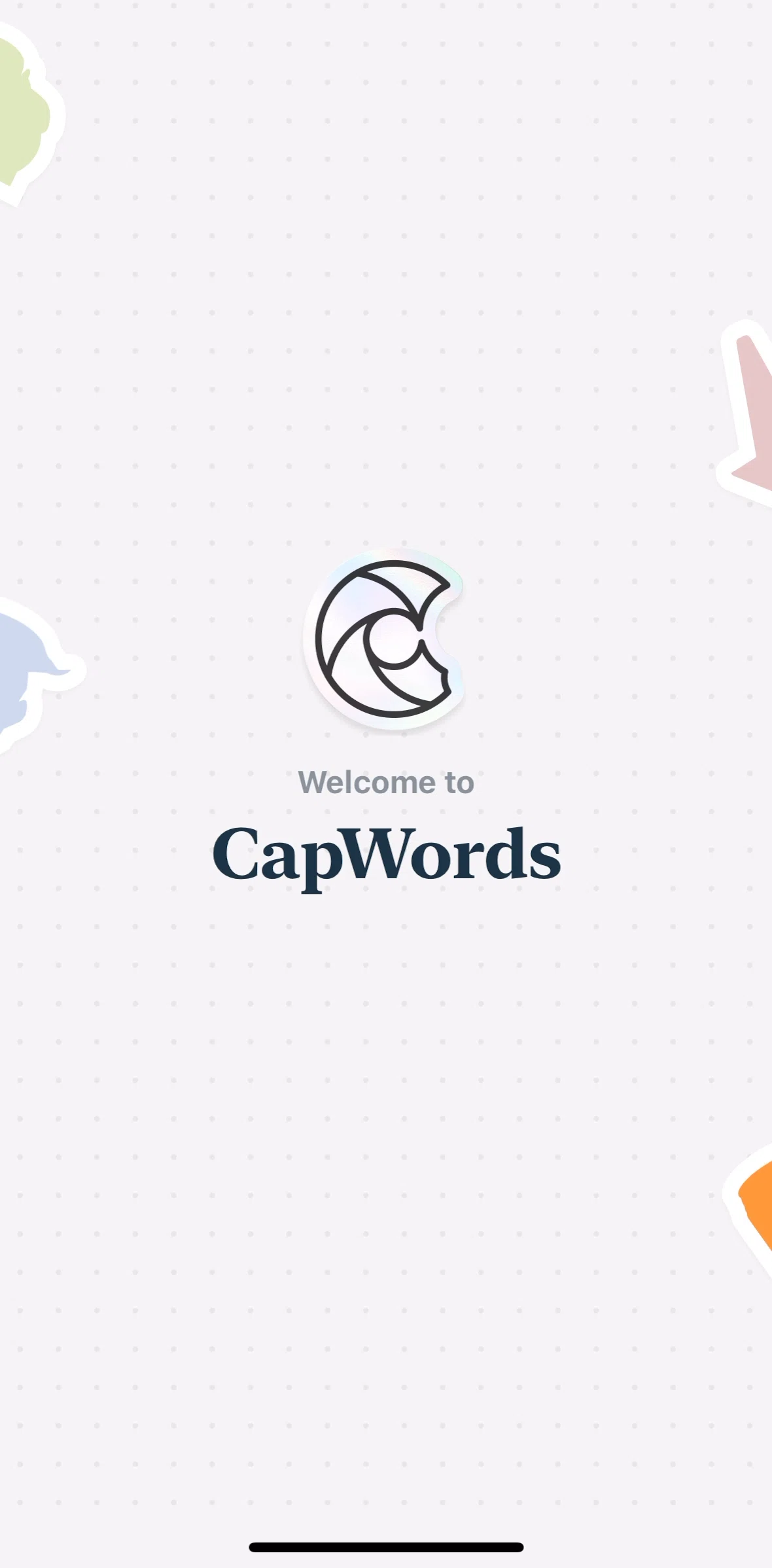 CapWords Screen screen in the Onboarding flow