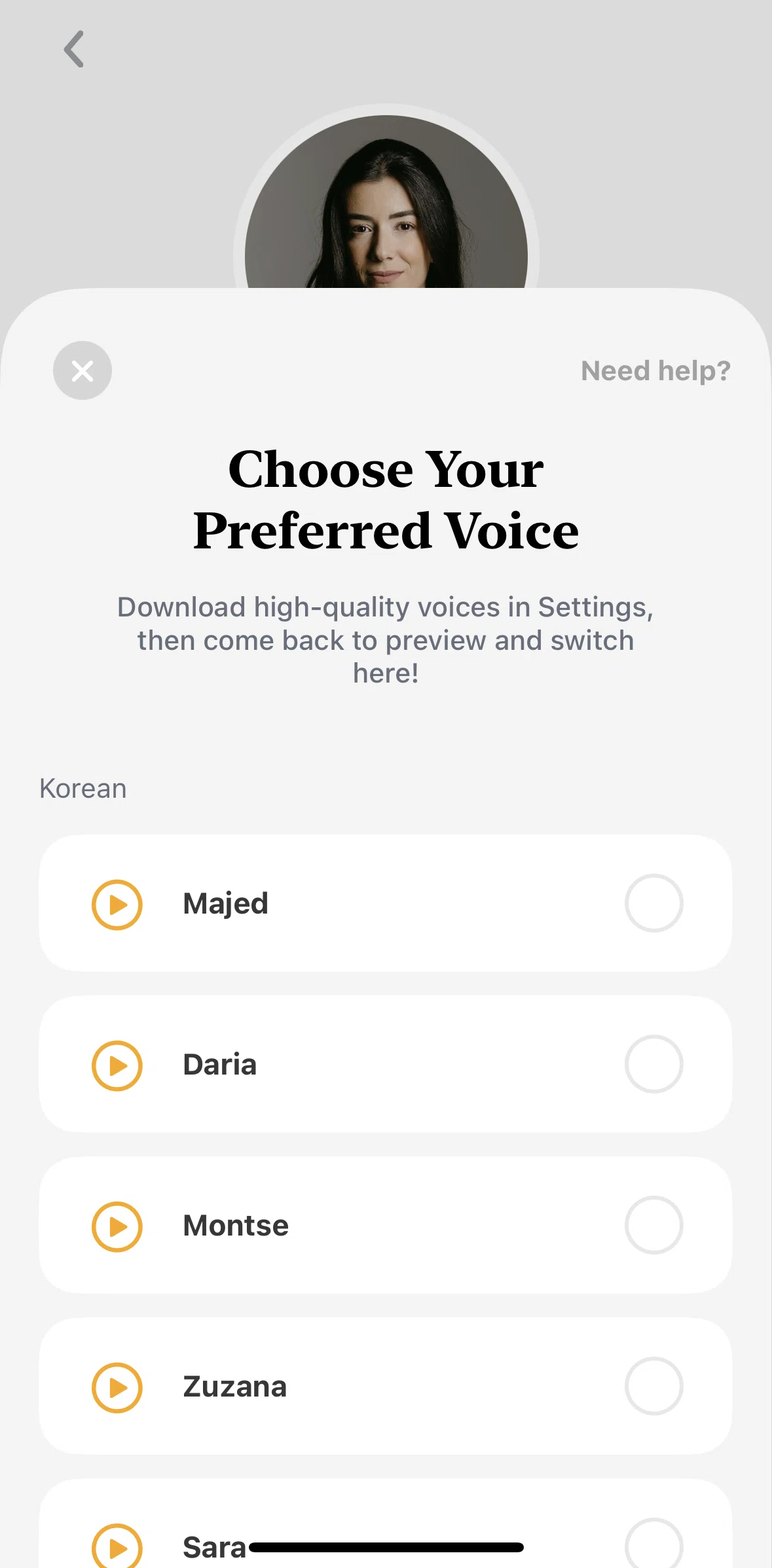 CapWords Screen screen in the Voice download tutorial flow