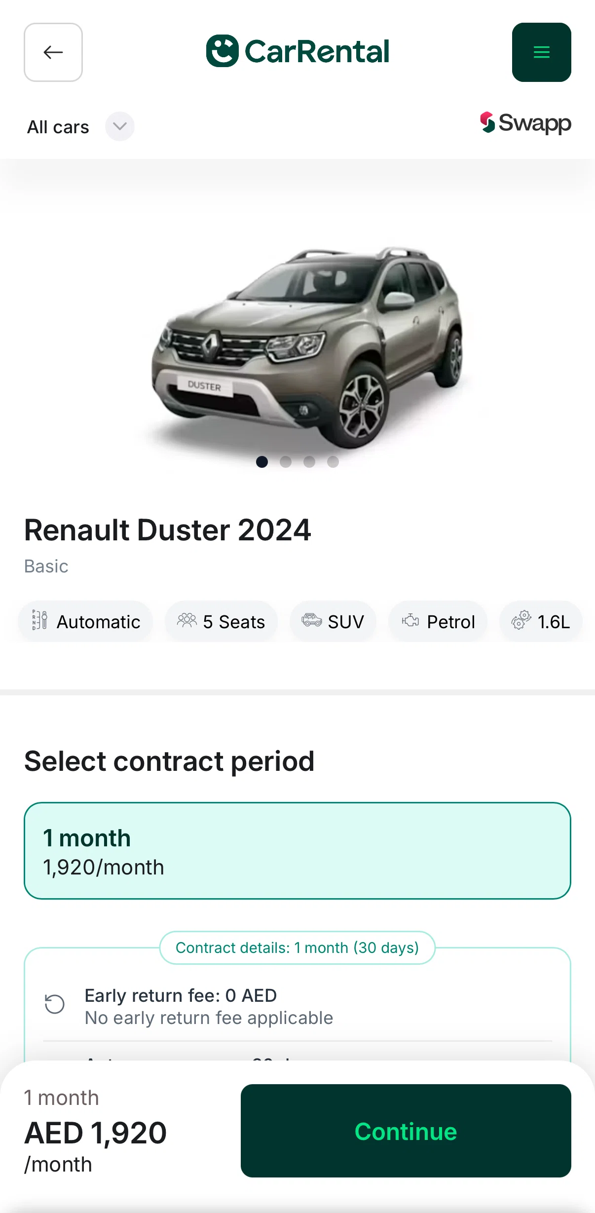 Careem Screen screen in the Book a car flow