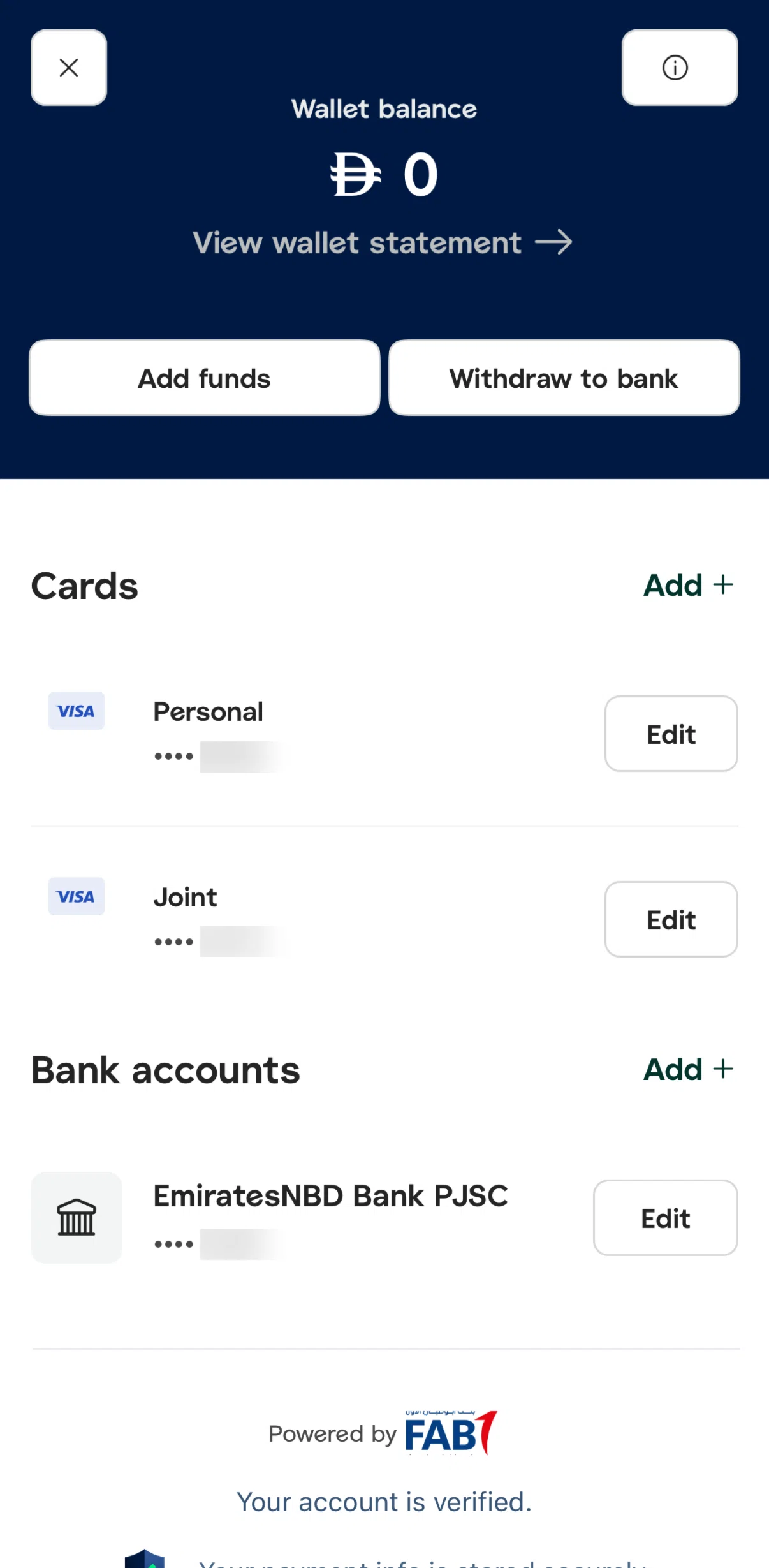 Careem Screen screen in the Removing a card flow
