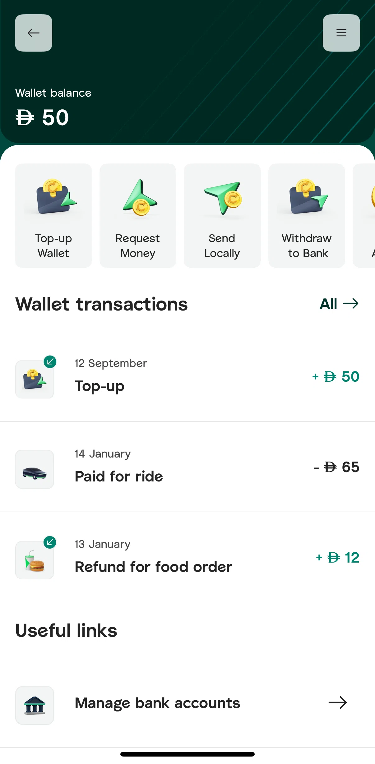 Careem Screen screen in the Requesting money (Careem Pay) flow