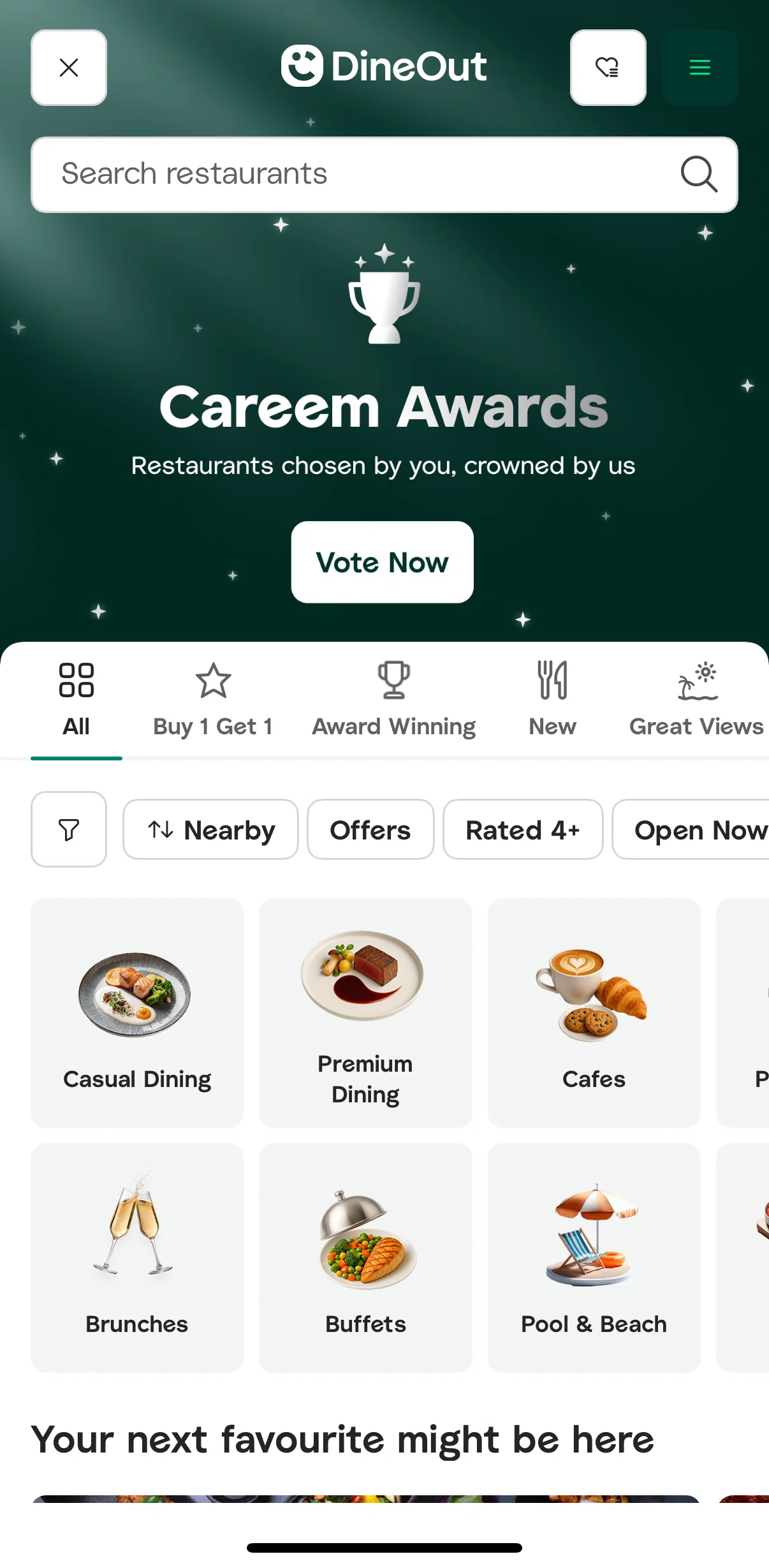 Careem Screen screen in the Voting for Careem Awards flow