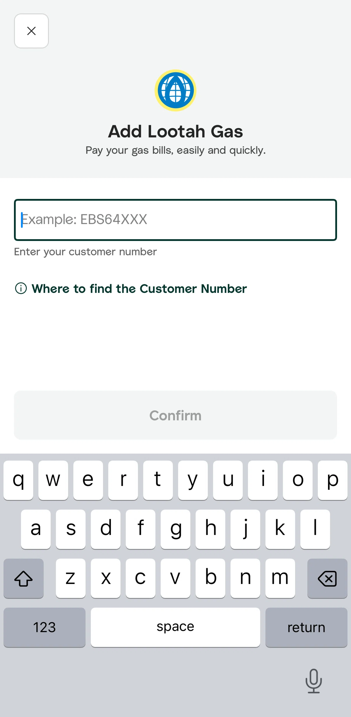 Careem Screen screen in the Where to find the customer number flow