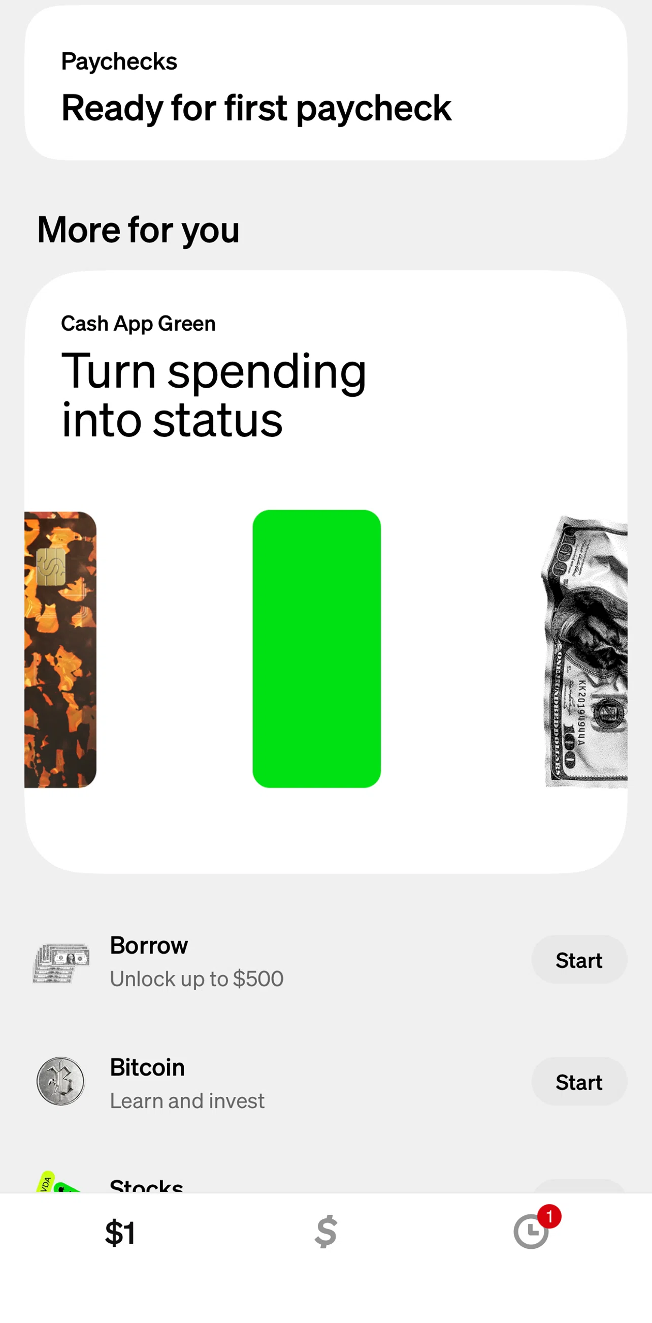 Cash App Screen 1 screen in the Borrow flow