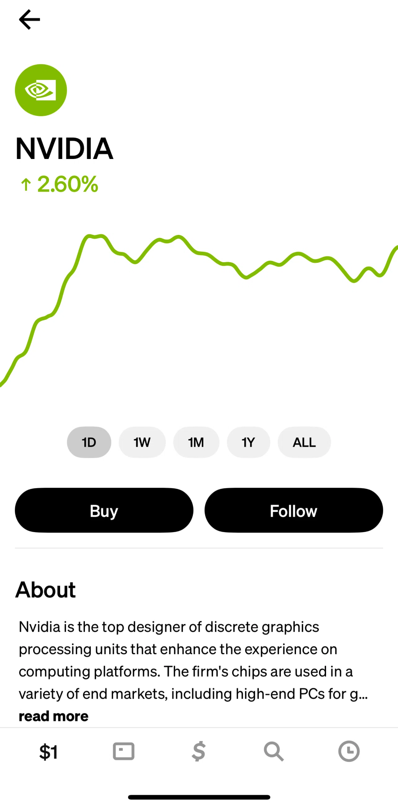 Cash App Screen 1 screen in the Buy a stock flow