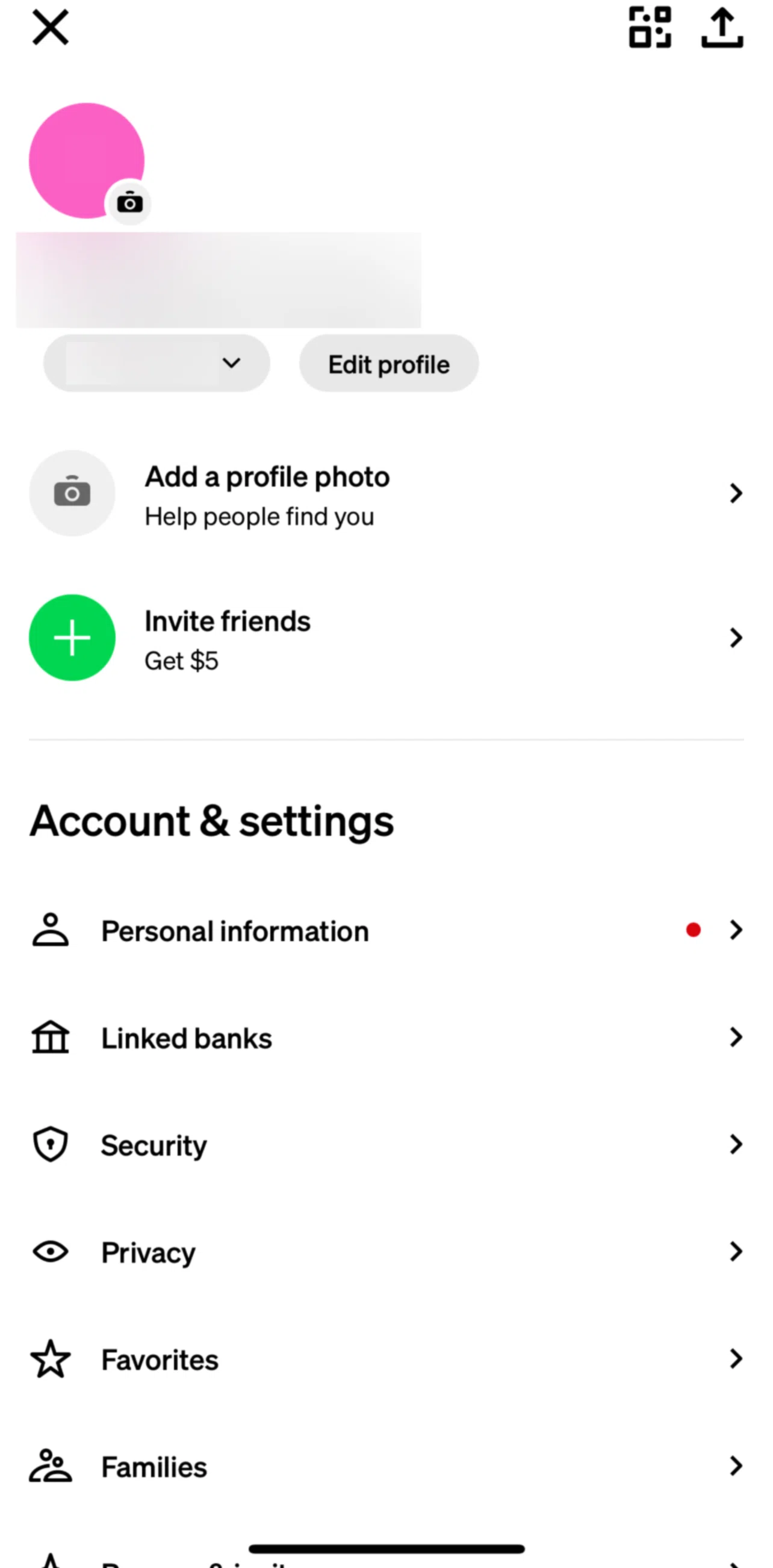 Cash App Screen 1 screen in the Linked banks flow