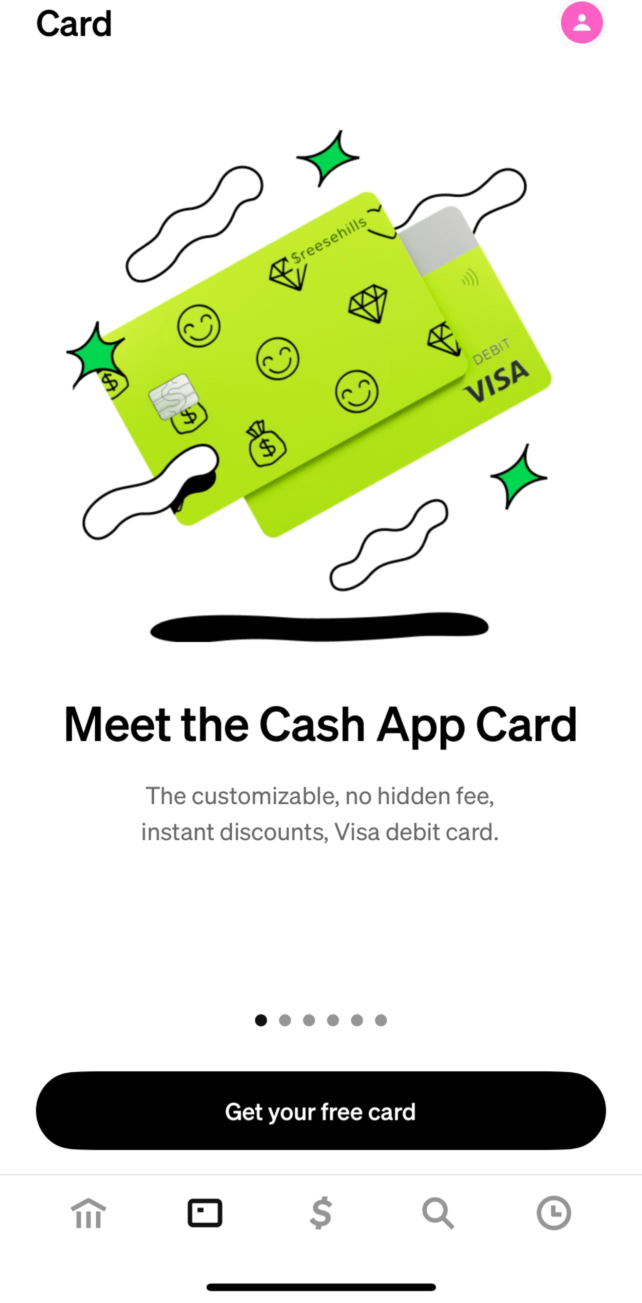 Cash App Screen 1 screen in the Ordering a card flow