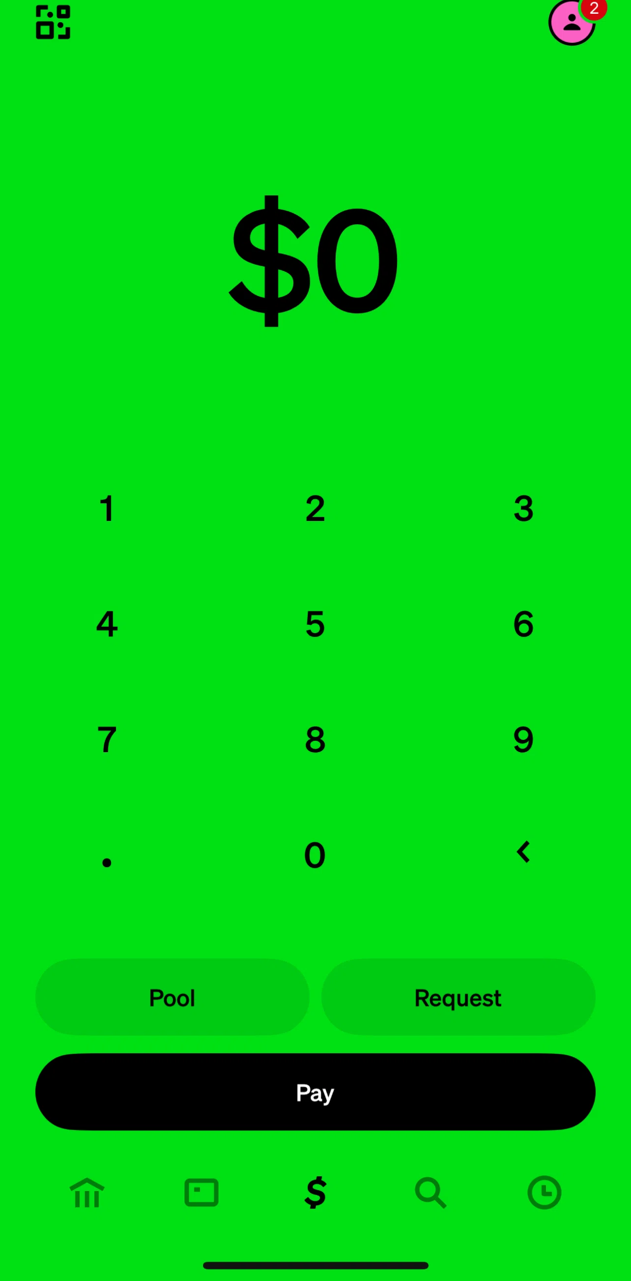 Cash App Screen 1 screen in the QR code flow