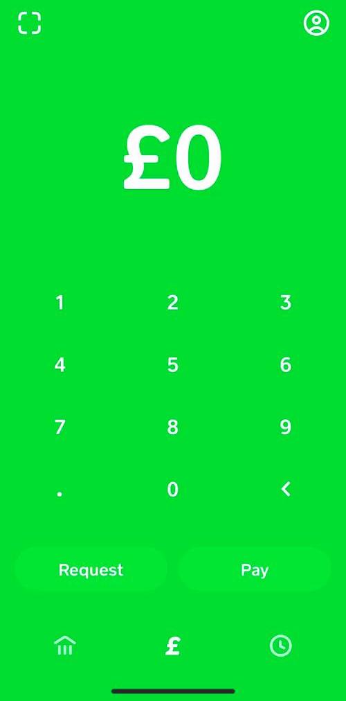 Cash App Payments screen in the Sending Currency flow