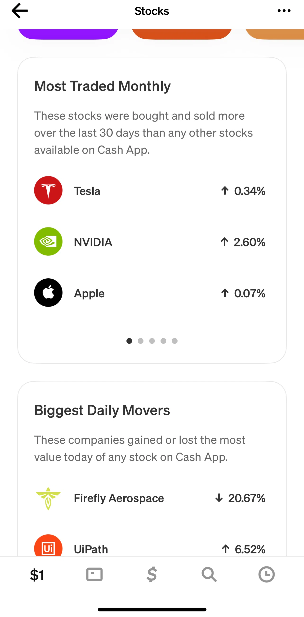 Cash App Screen 1 screen in the Stock detail flow