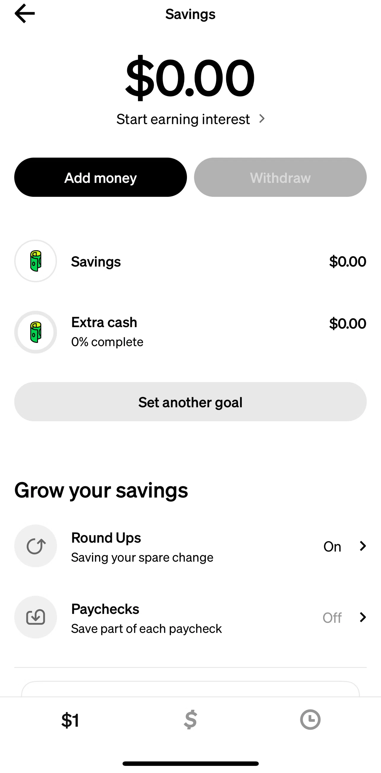 Cash App Screen 1 screen in the Turning on paycheck deposits flow