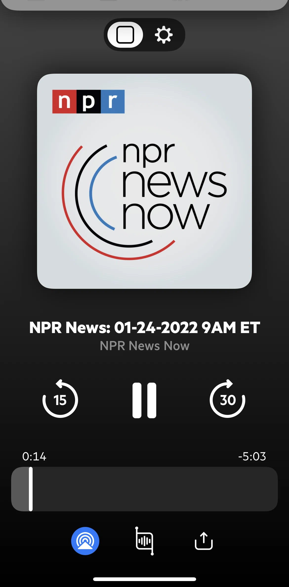 Castro Screen screen in the Podcast settings flow