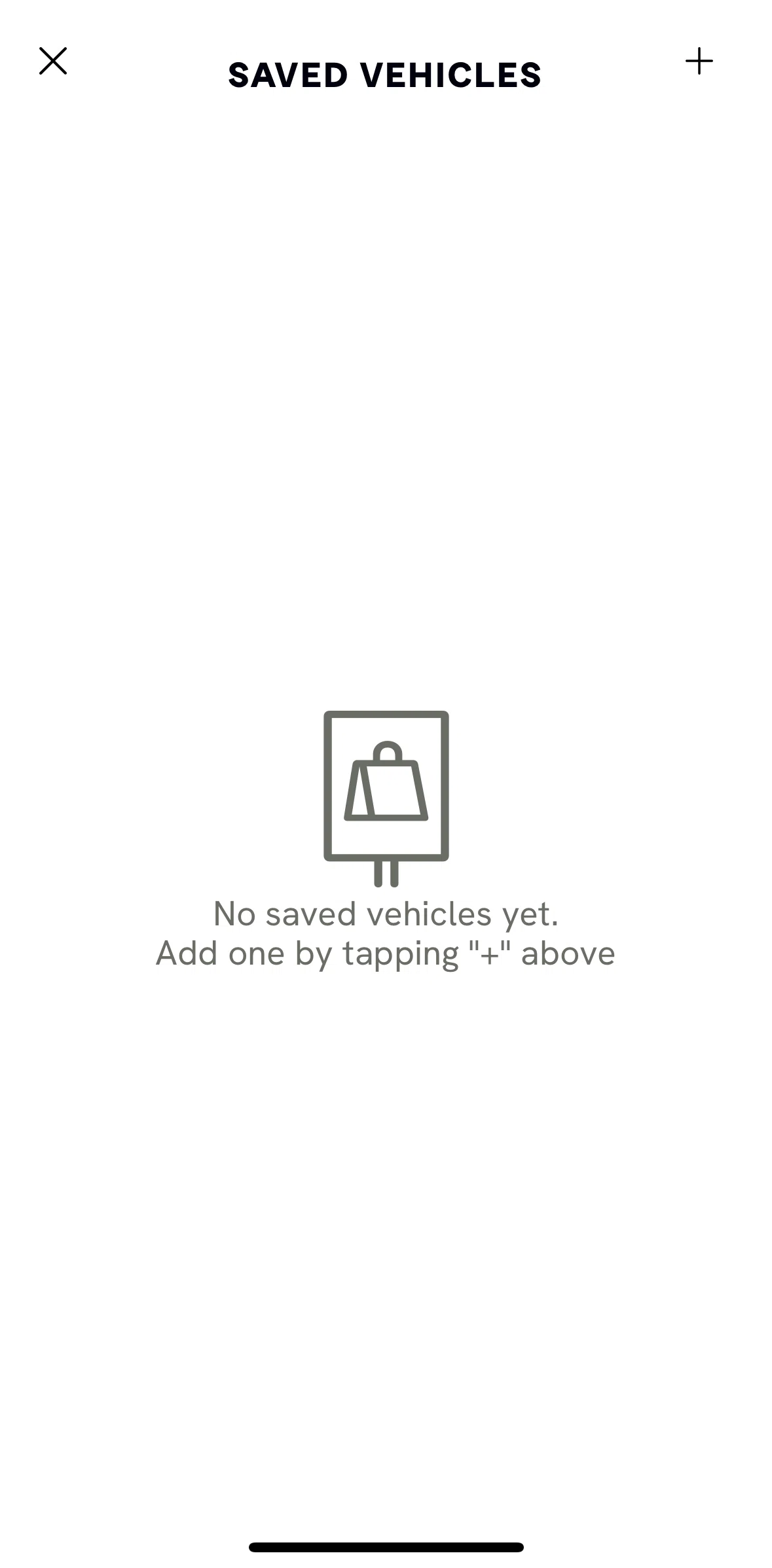 CAVA Screen screen in the Adding a new vehicle flow