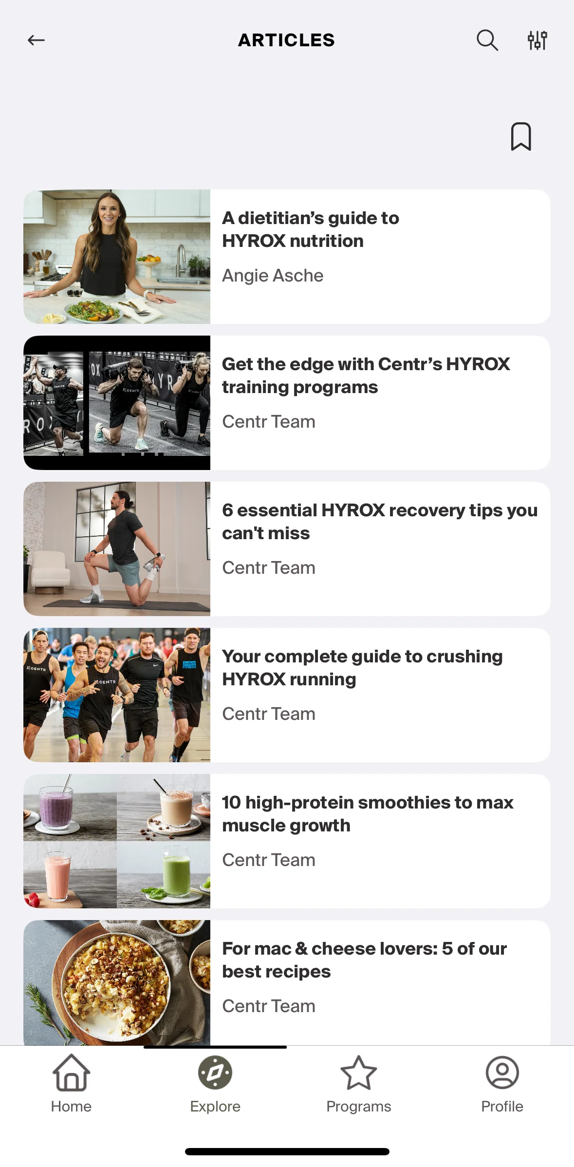Centr Screen screen in the Article detail flow
