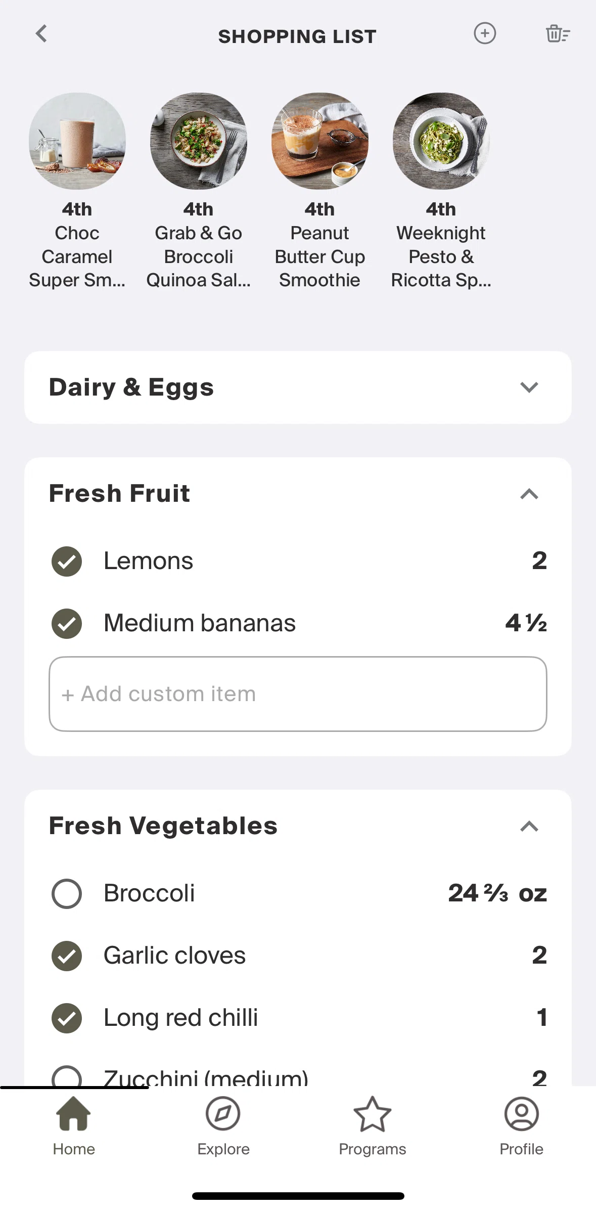 Centr Screen screen in the Clearing checked items flow