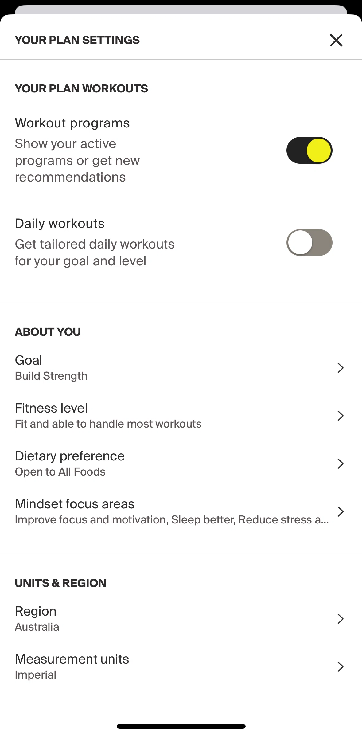 Centr Screen screen in the Enabling daily workouts flow