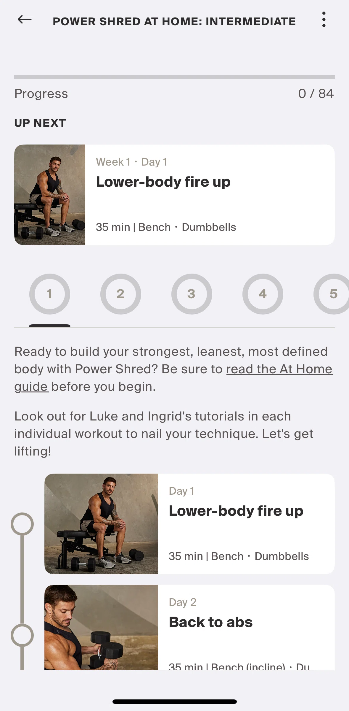 Centr Screen screen in the Workout details flow