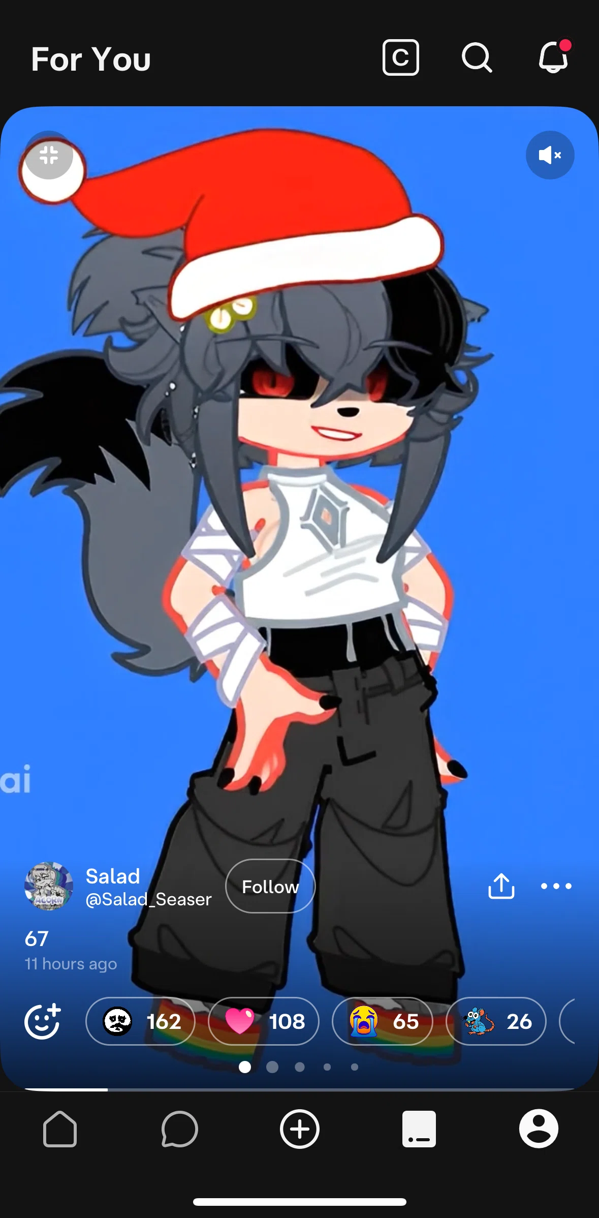 Character AI Screen screen in the Reacting to a post flow