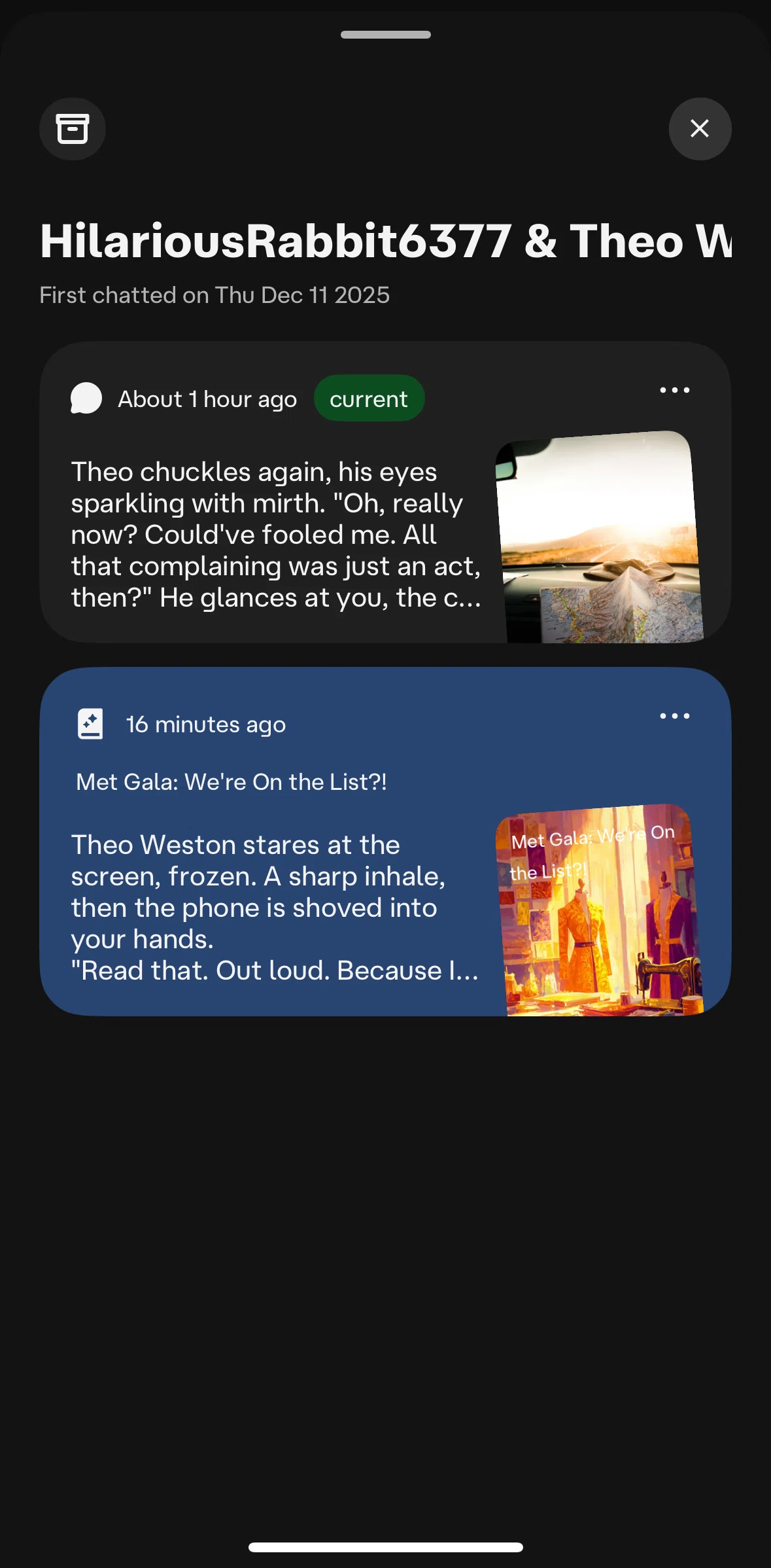 Character AI Screen screen in the Renaming a chat flow