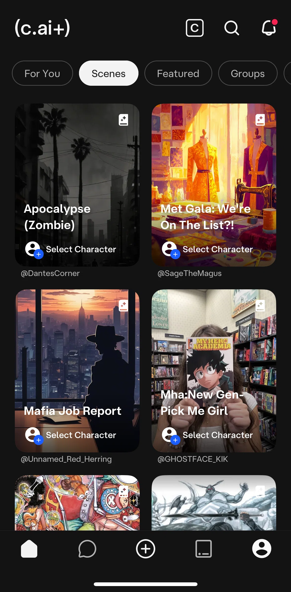Character AI Screen screen in the Scene detail flow