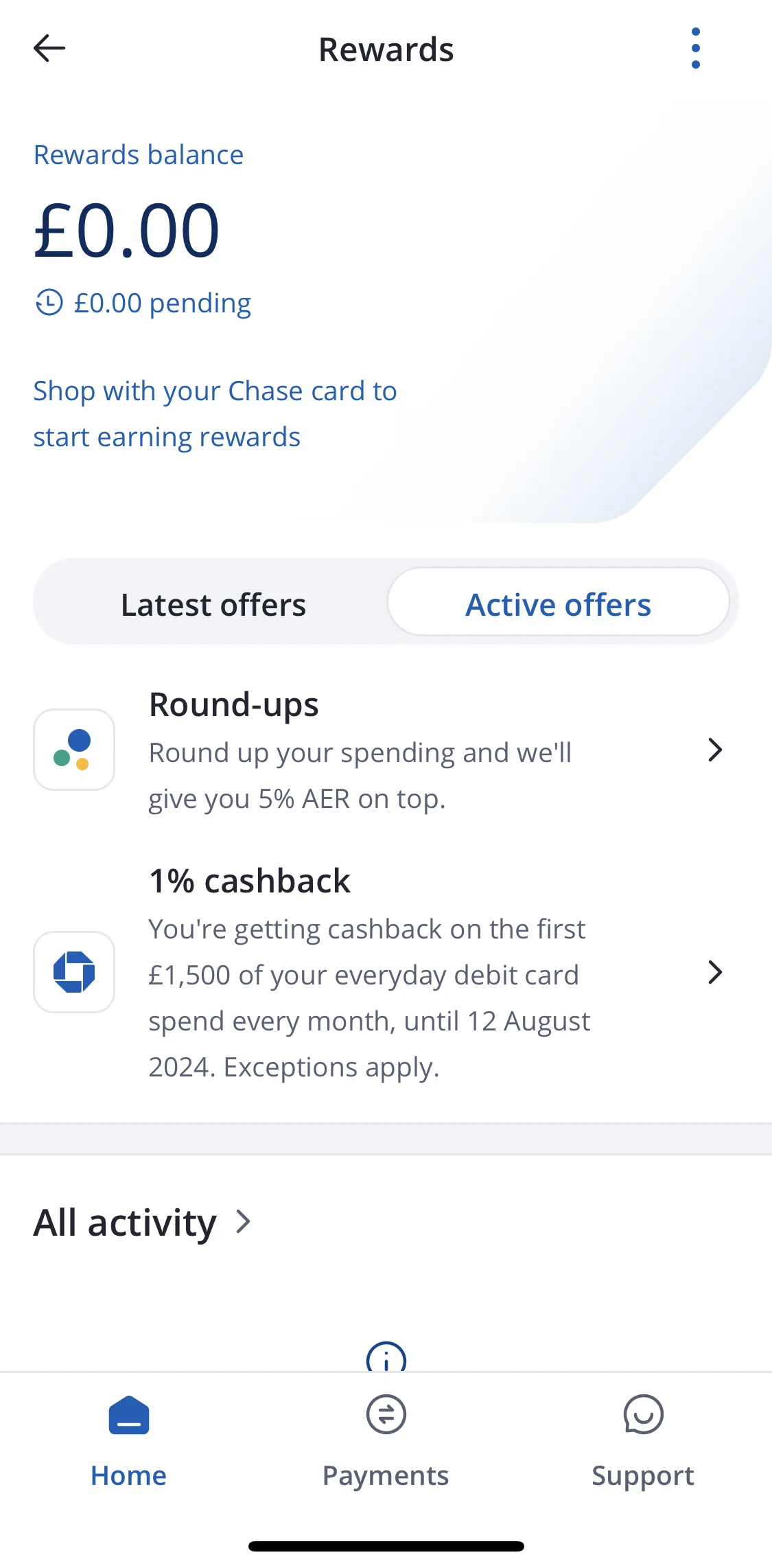 Chase UK Screen screen in the Offer detail flow