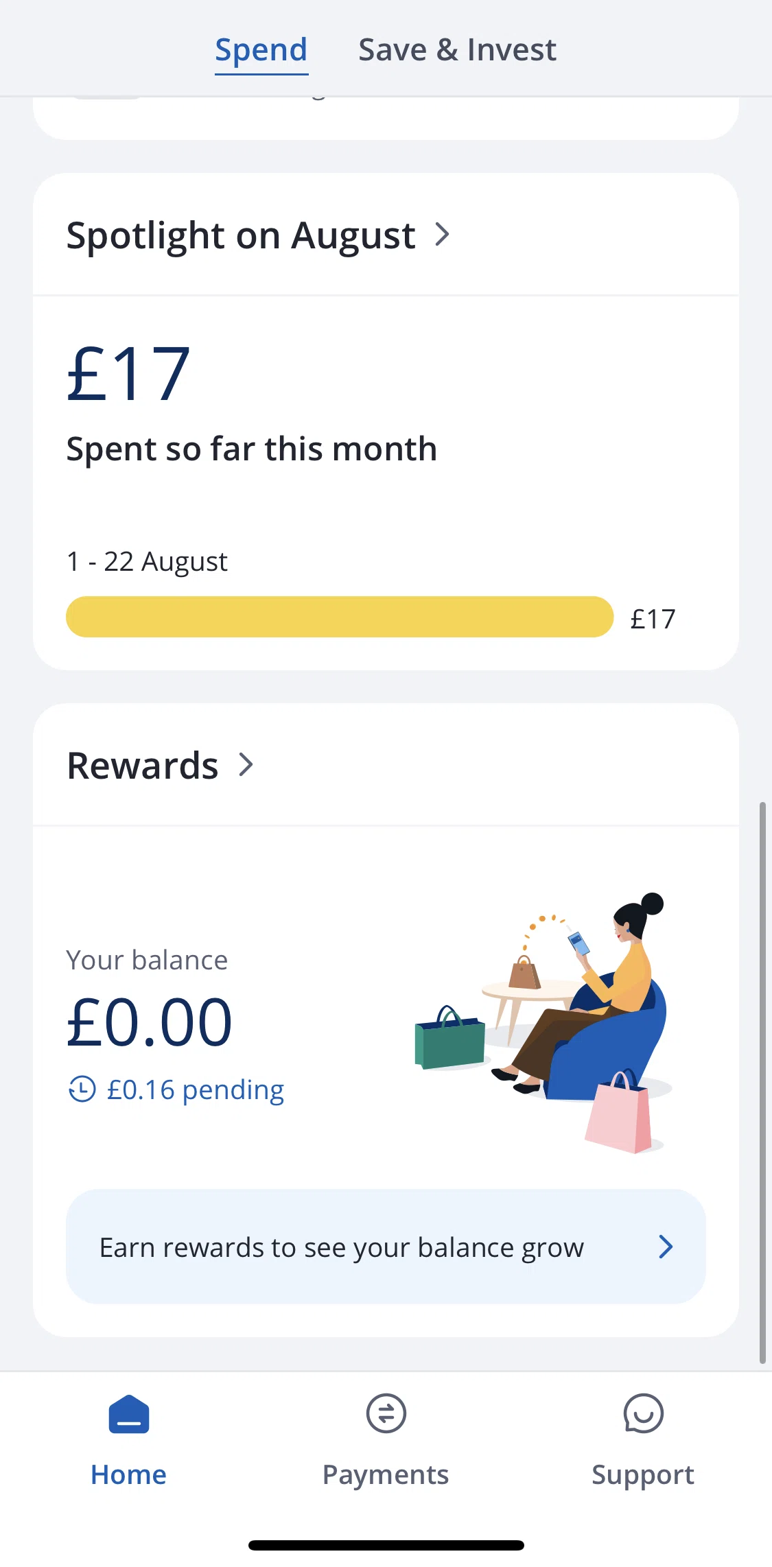Chase UK Screen screen in the Rewards flow