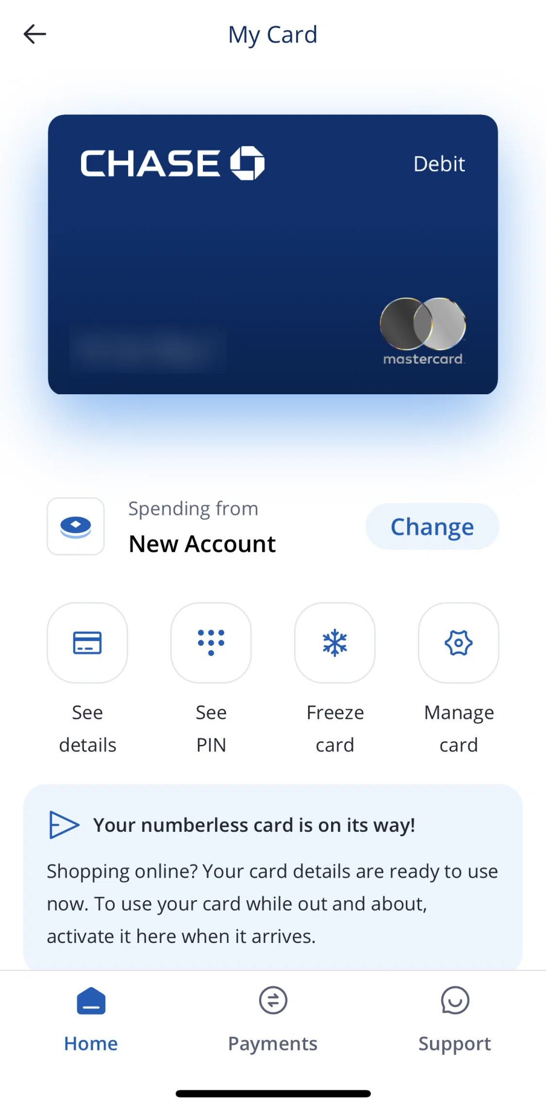 Chase UK Screen screen in the See PIN flow