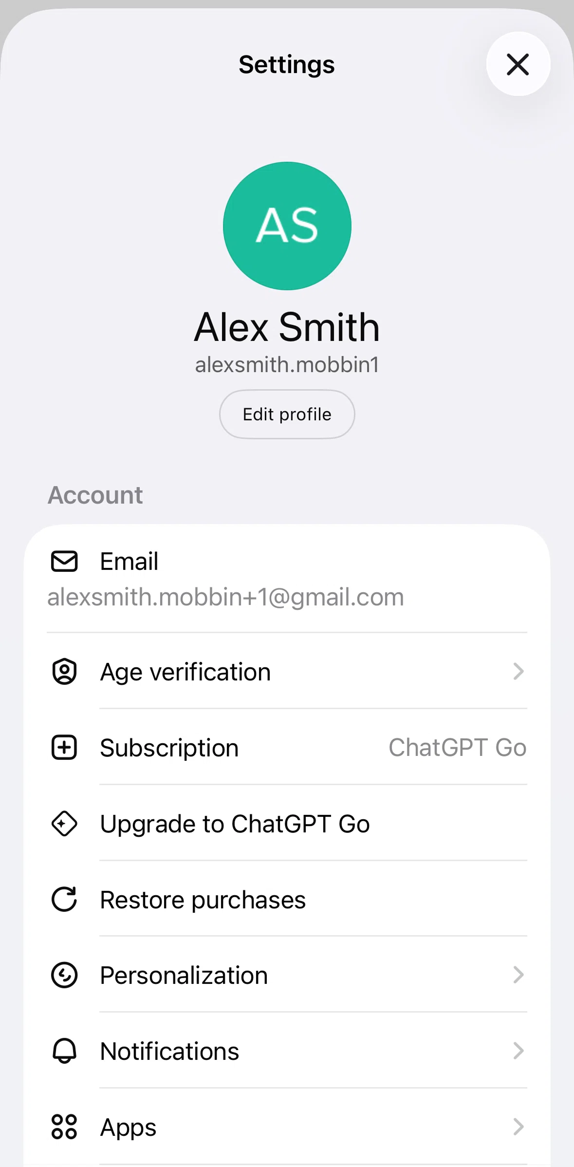 Chat Gpt Screen 1 screen in the Changing personalization settings flow