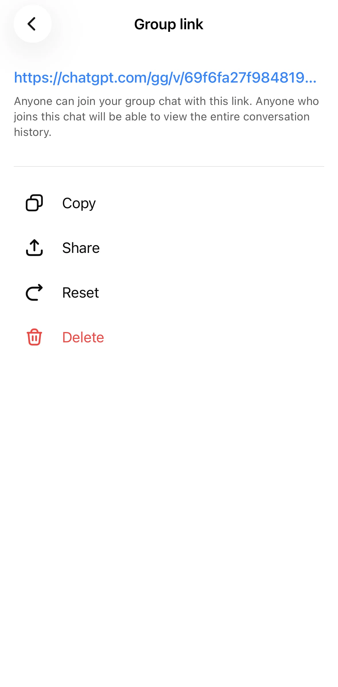 Chat Gpt Screen 1 screen in the Deleting a link flow