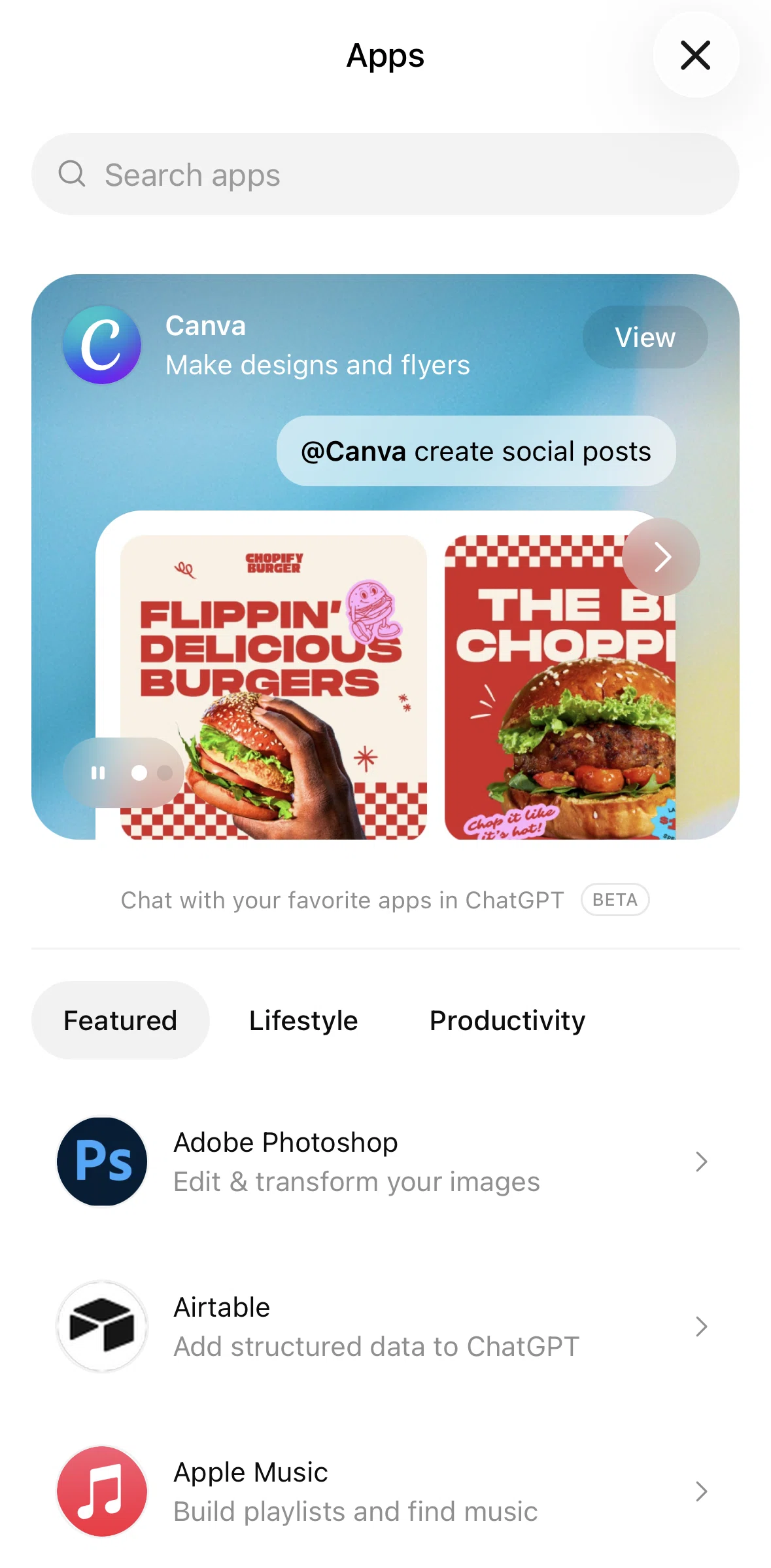 Chat Gpt Screen 1 screen in the Searching apps flow