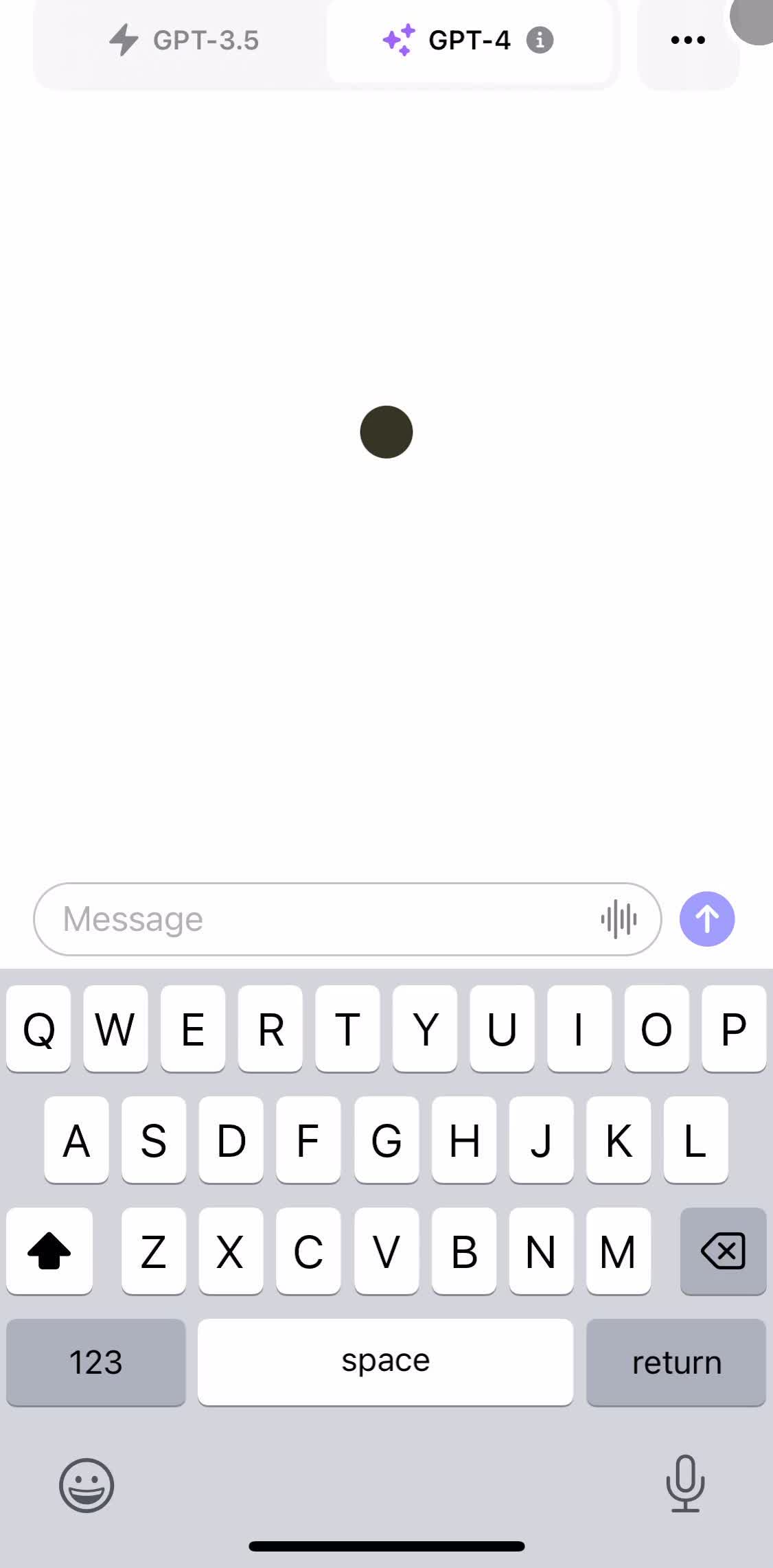 Chat Gpt Chat bot screen in the Searching flow