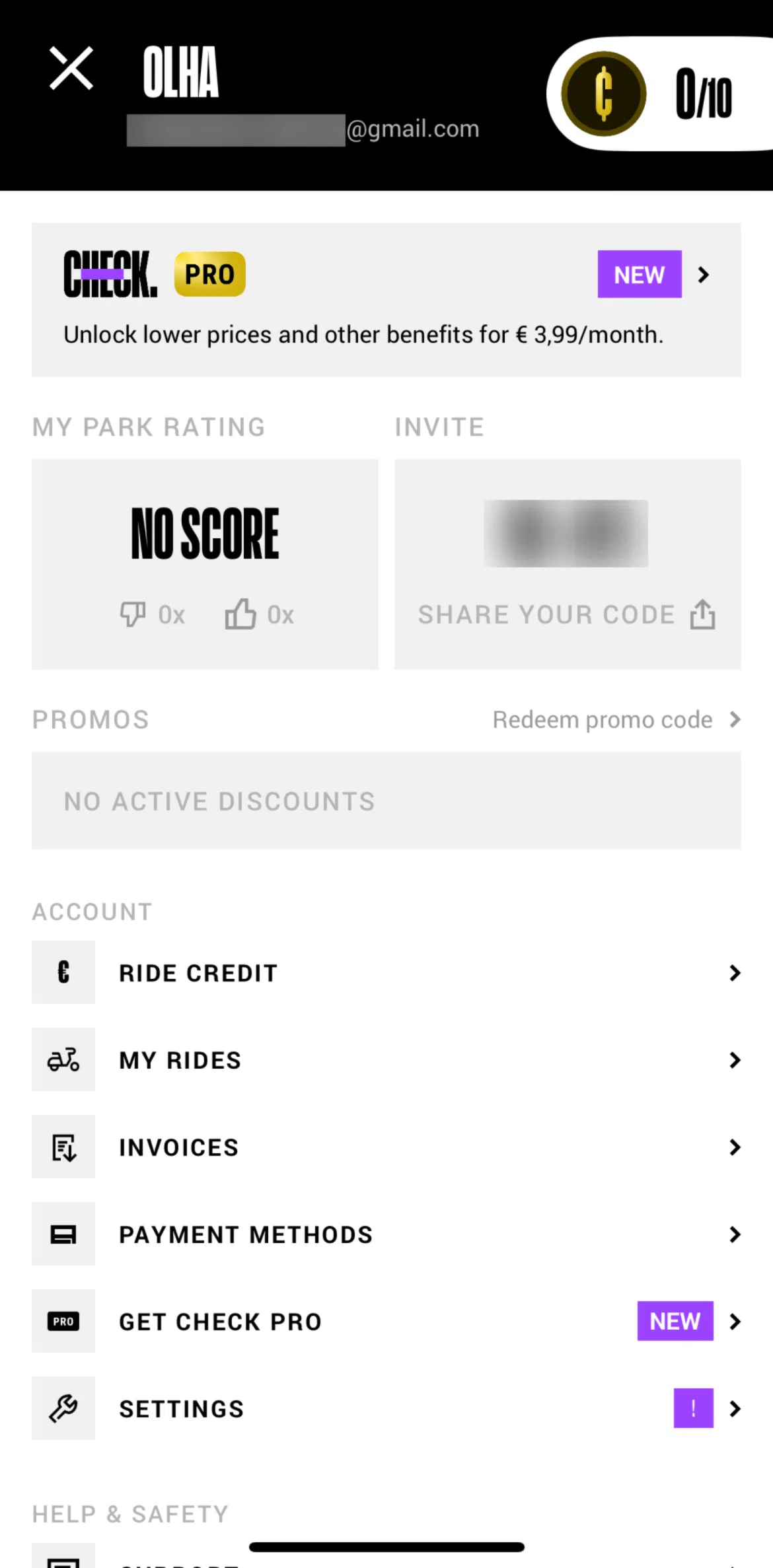 Check Screen screen in the Account settings flow