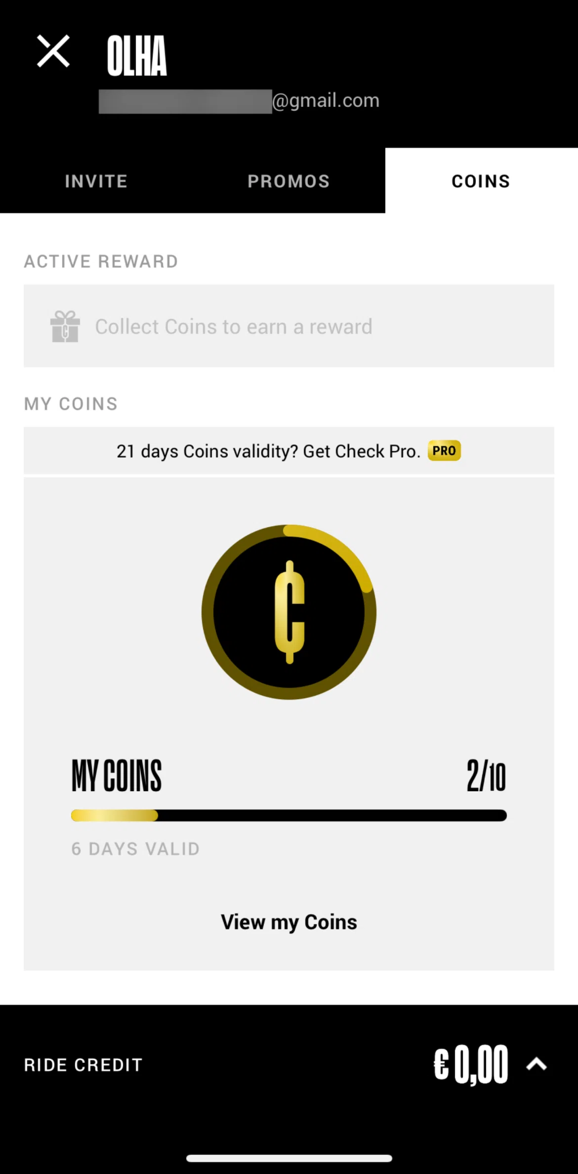 Check Screen screen in the My coins flow
