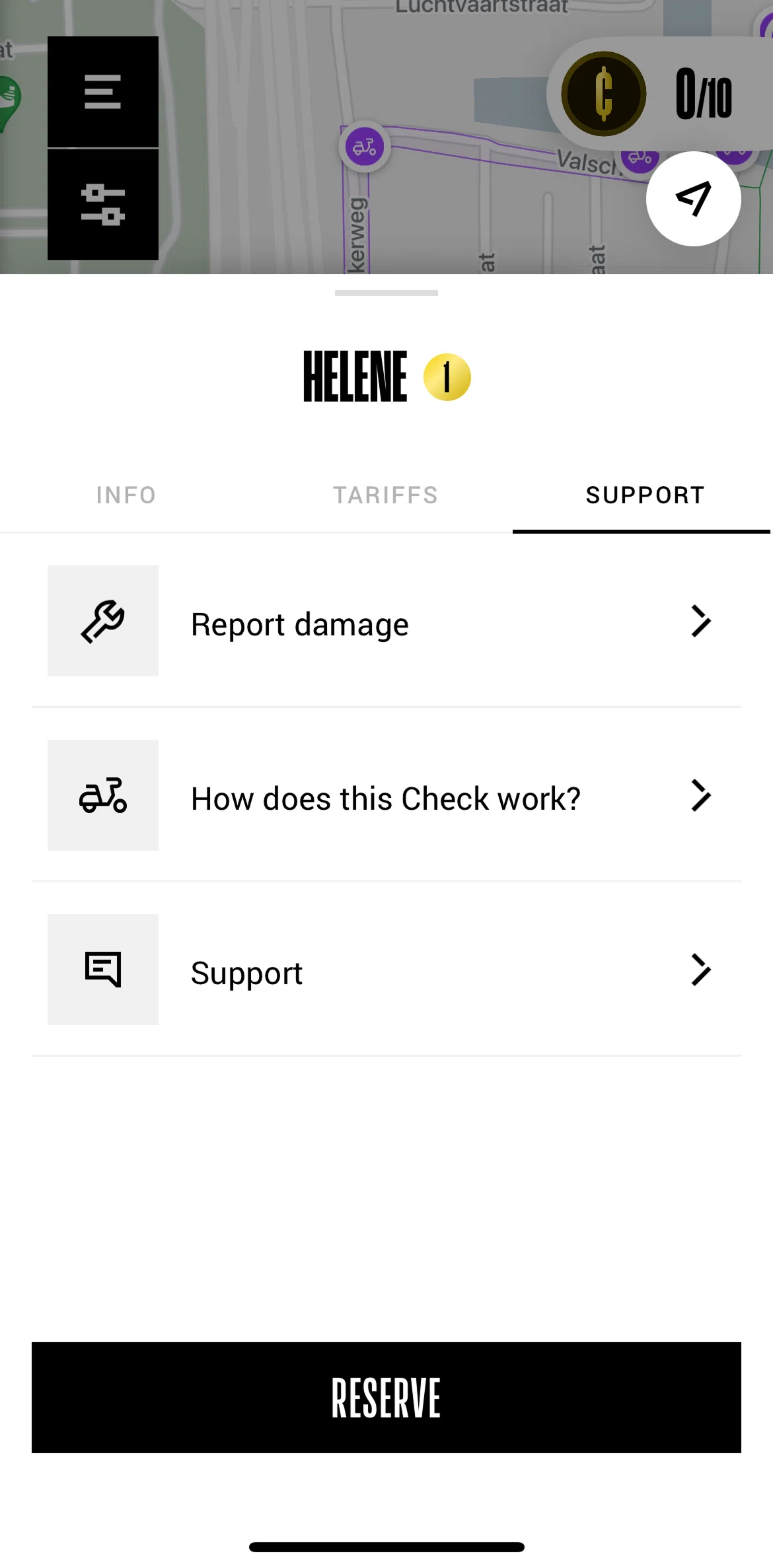 Check Screen screen in the Report damage flow