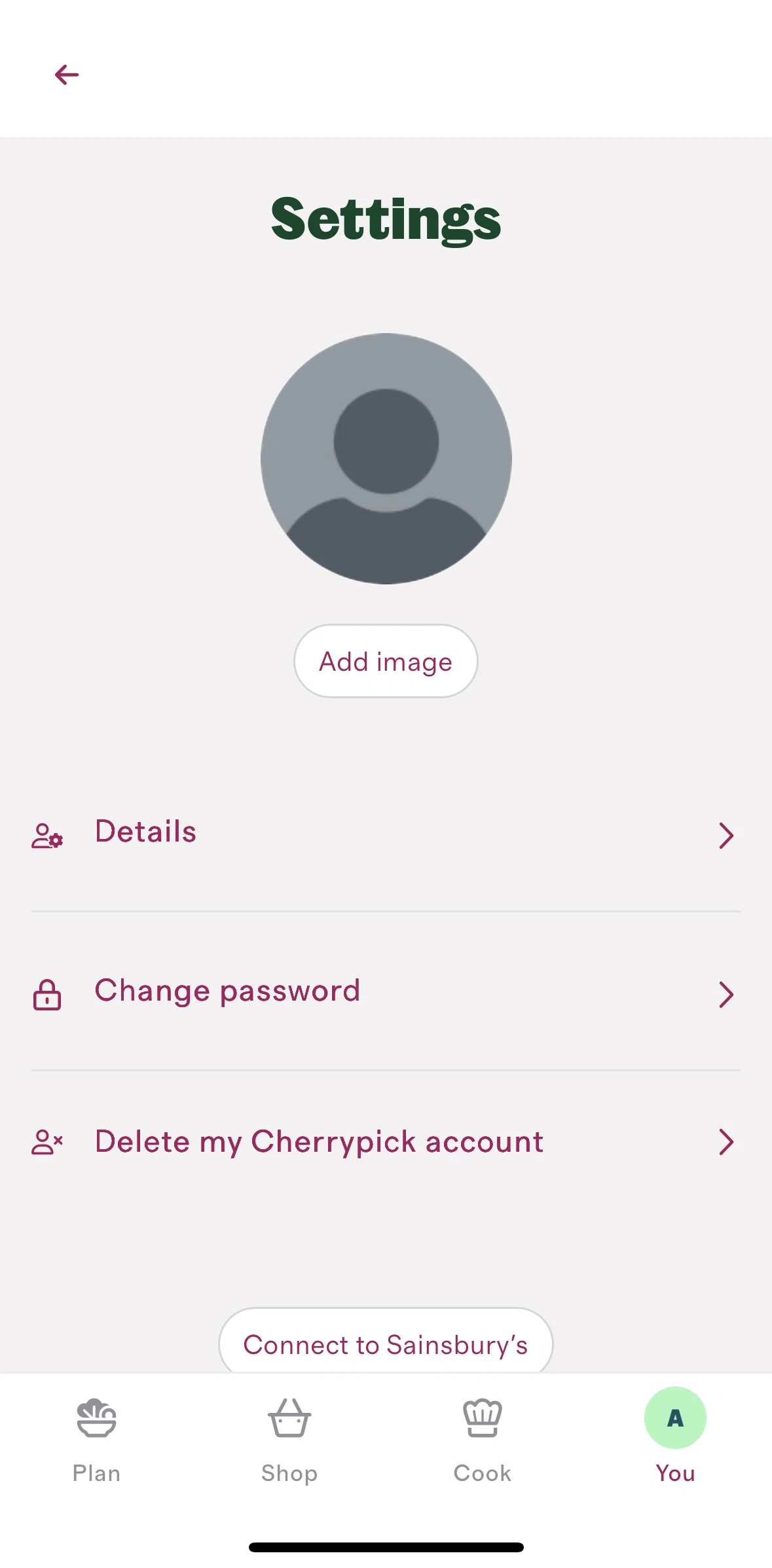 Cherrypick Screen screen in the Changing password flow