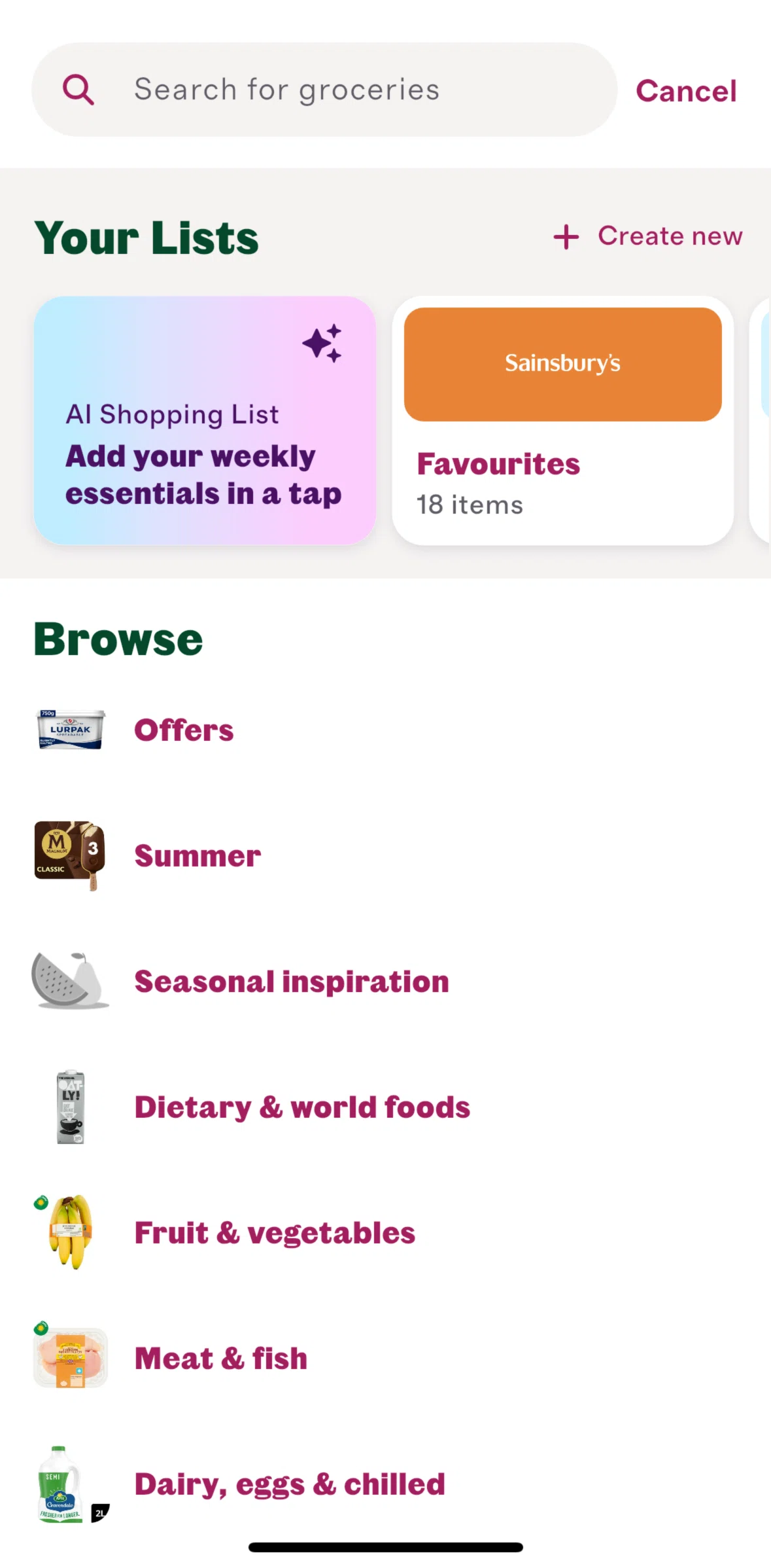 Cherrypick Screen screen in the Creating a list flow