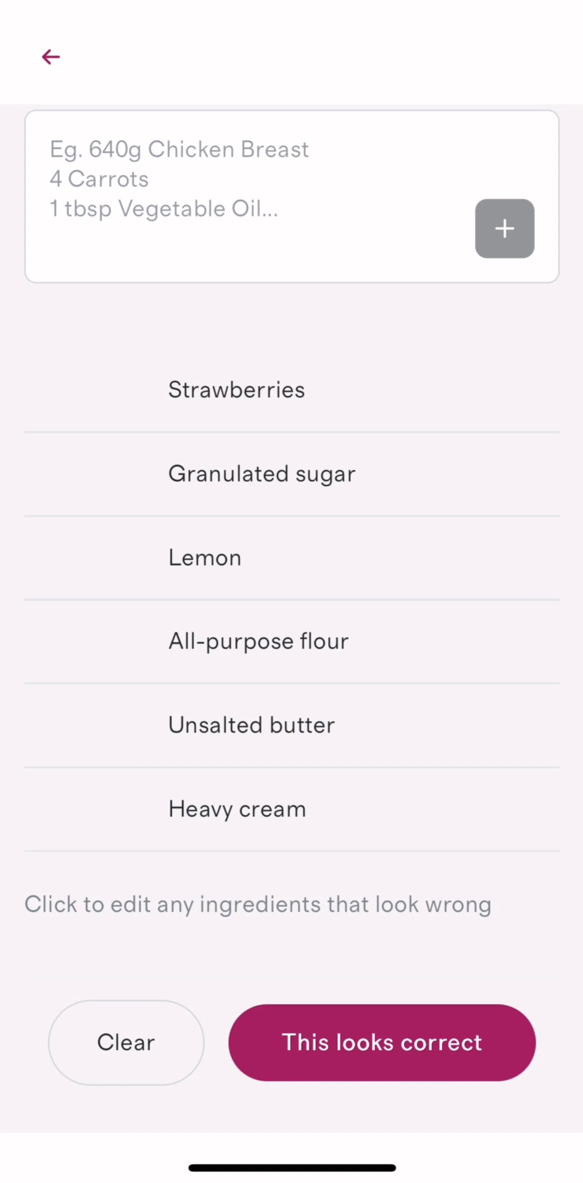 Cherrypick Screen screen in the Editing an ingredient flow